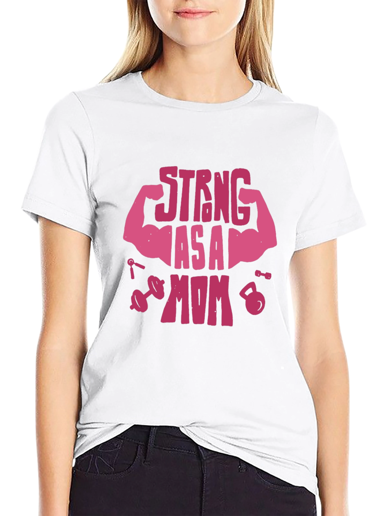 Strong As A Mom Graphic Tee - Black