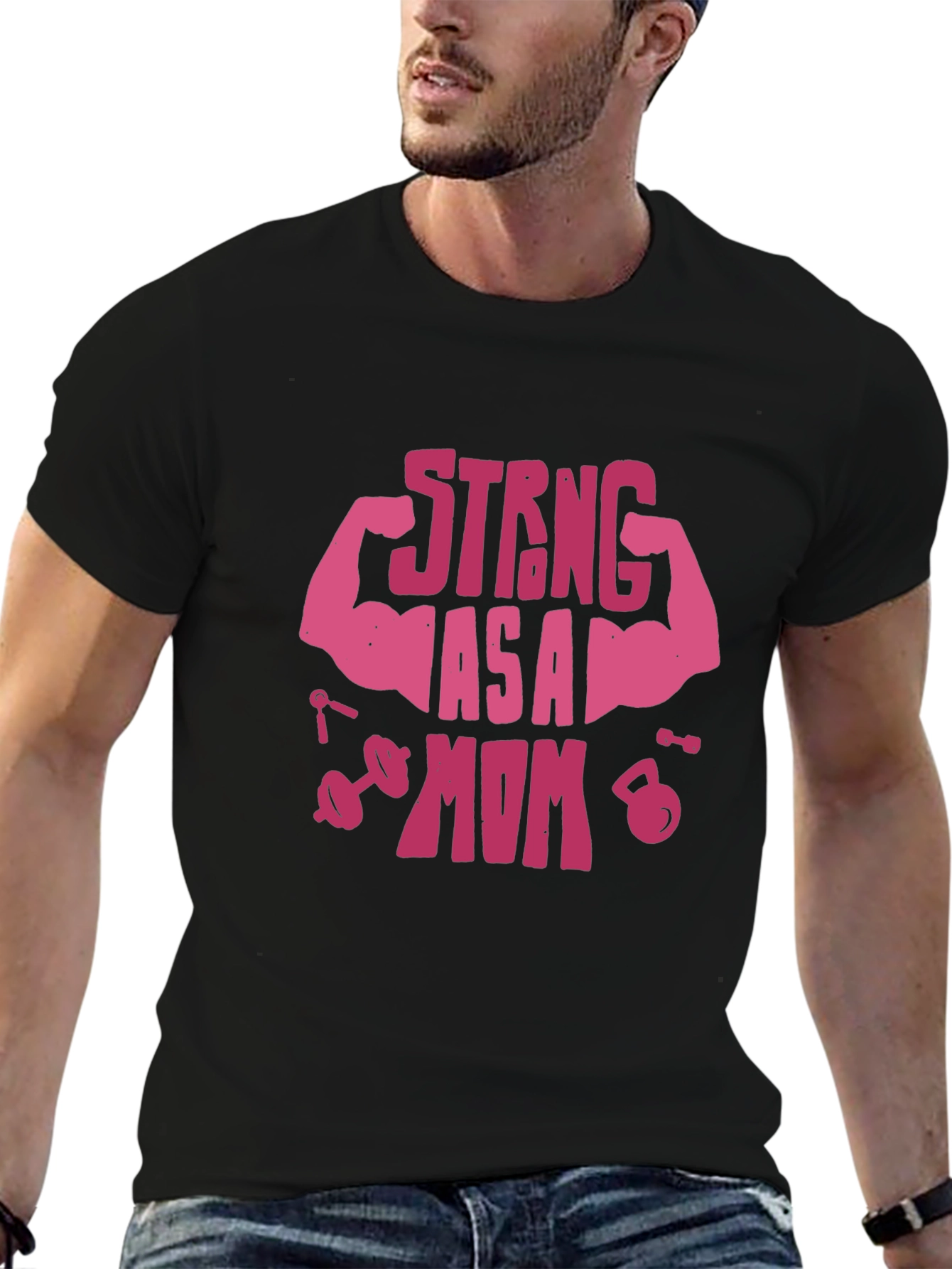 Strong As A Mom Graphic Tee - Black