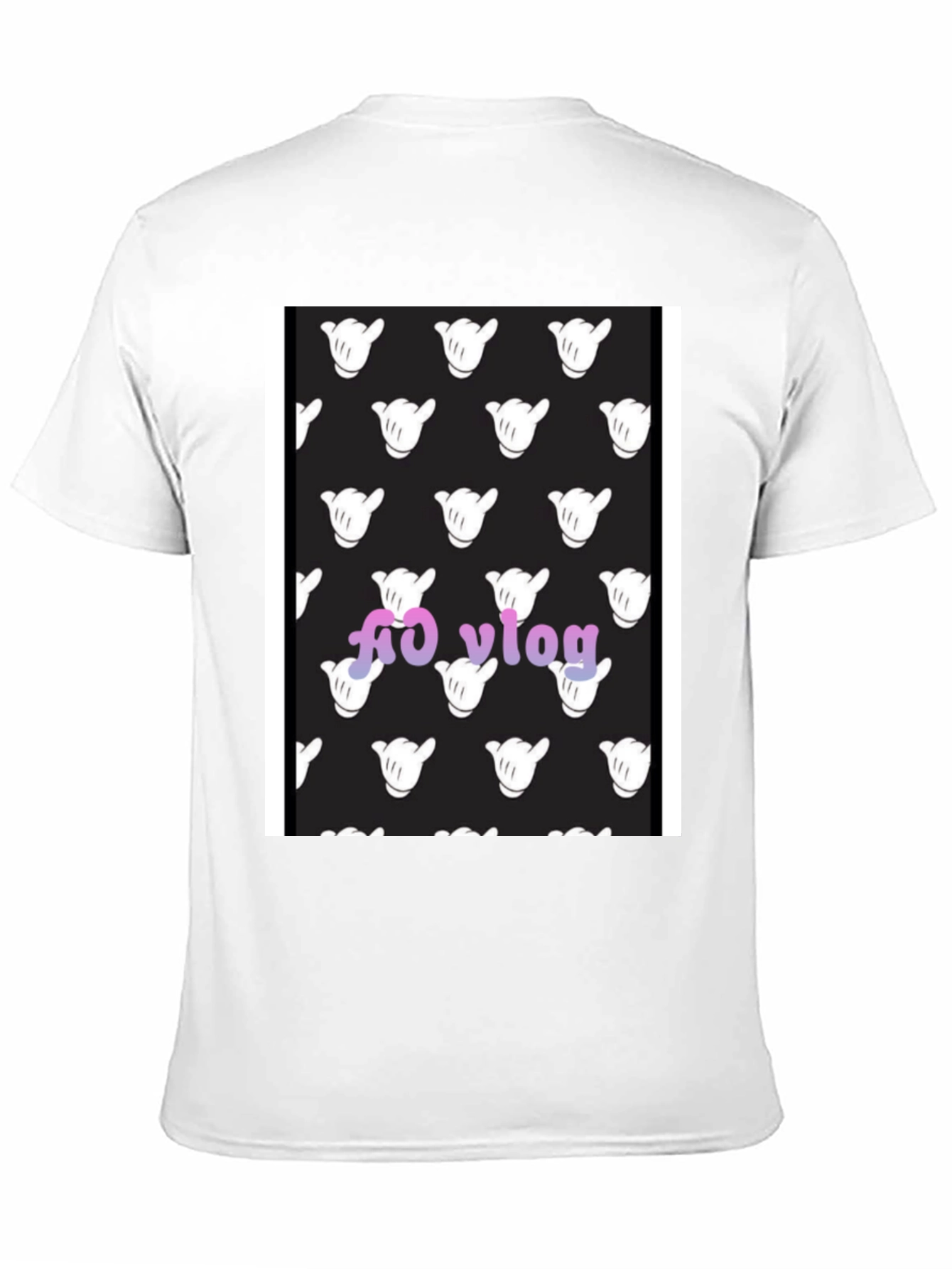 Black T-Shirt with Hang Loose Hand Pattern