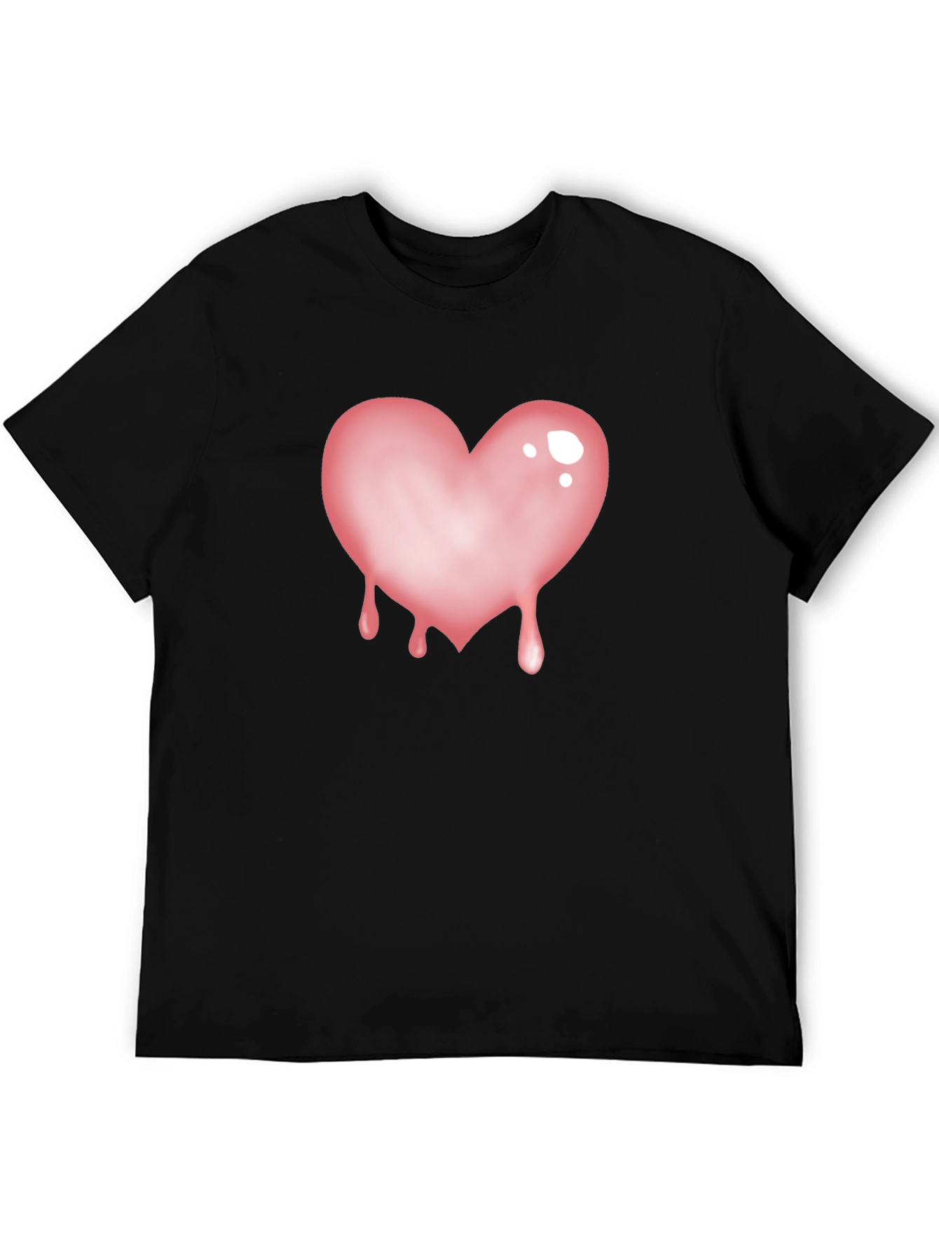 Black T-Shirt with Dripping Heart Graphic