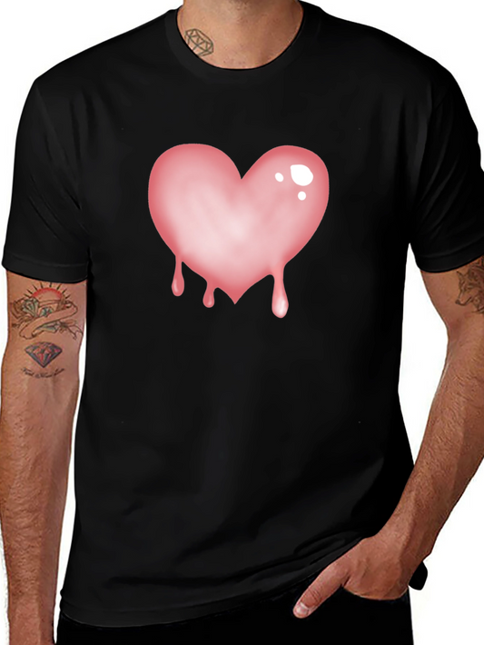 Black T-Shirt with Dripping Heart Graphic
