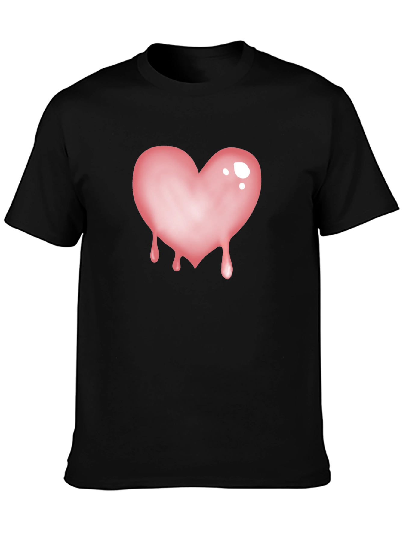 Black T-Shirt with Dripping Heart Graphic
