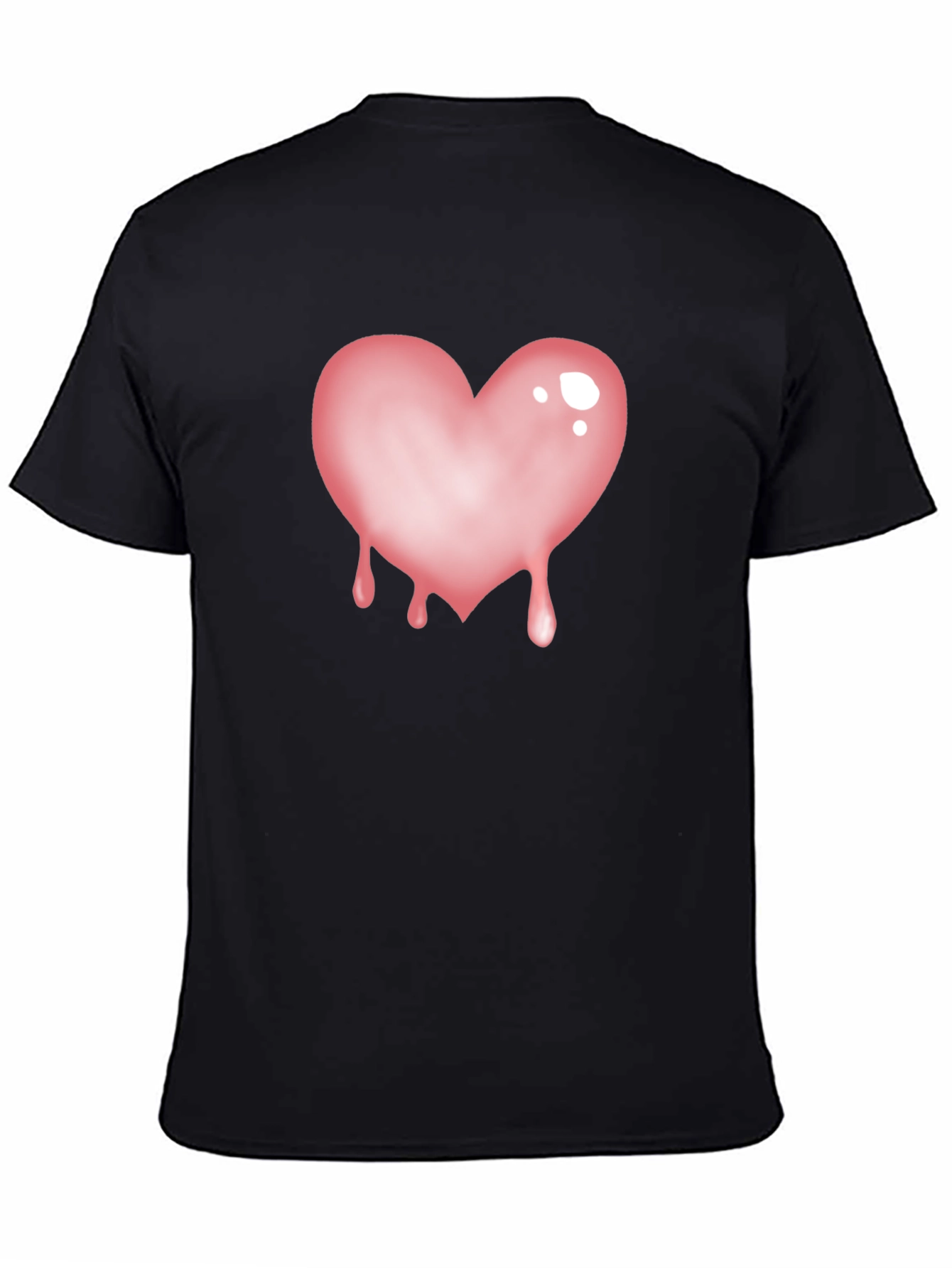 Black T-Shirt with Dripping Heart Graphic