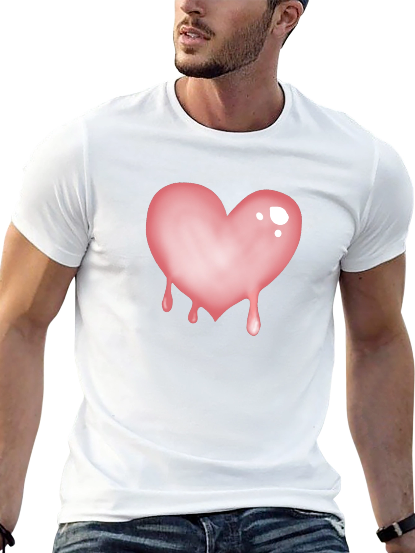 Black T-Shirt with Dripping Heart Graphic
