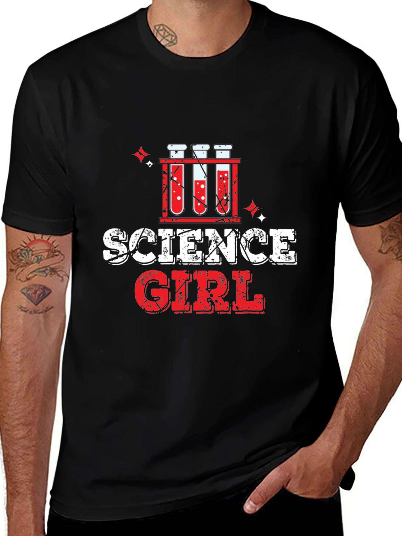 Science Girl T-Shirt - Black Cotton Blend