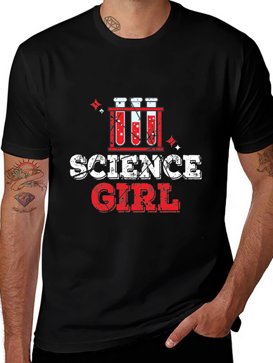 Science Girl T-Shirt - Black Cotton Blend