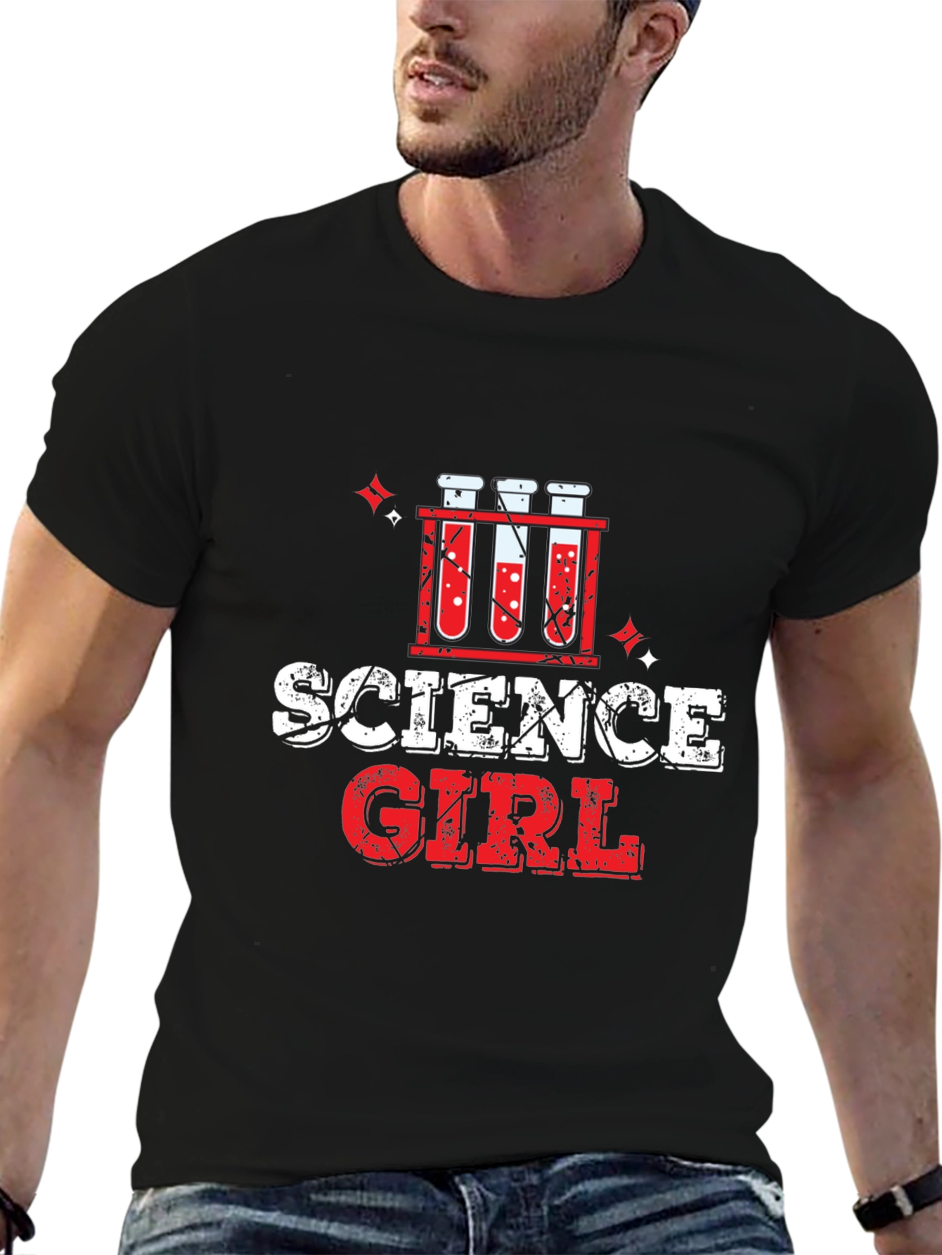 Science Girl T-Shirt - Black Cotton Blend