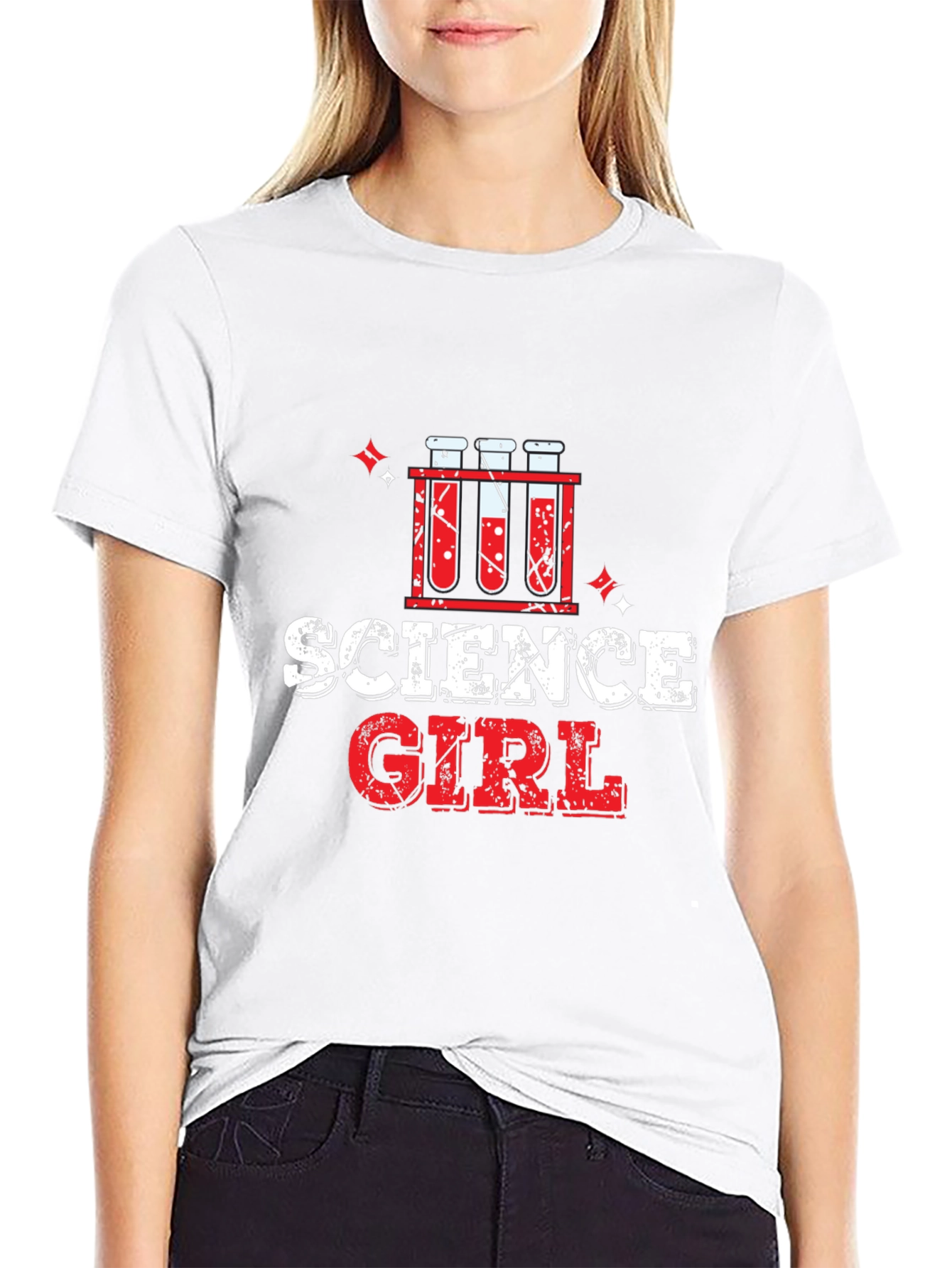 Science Girl T-Shirt - Black Cotton Blend