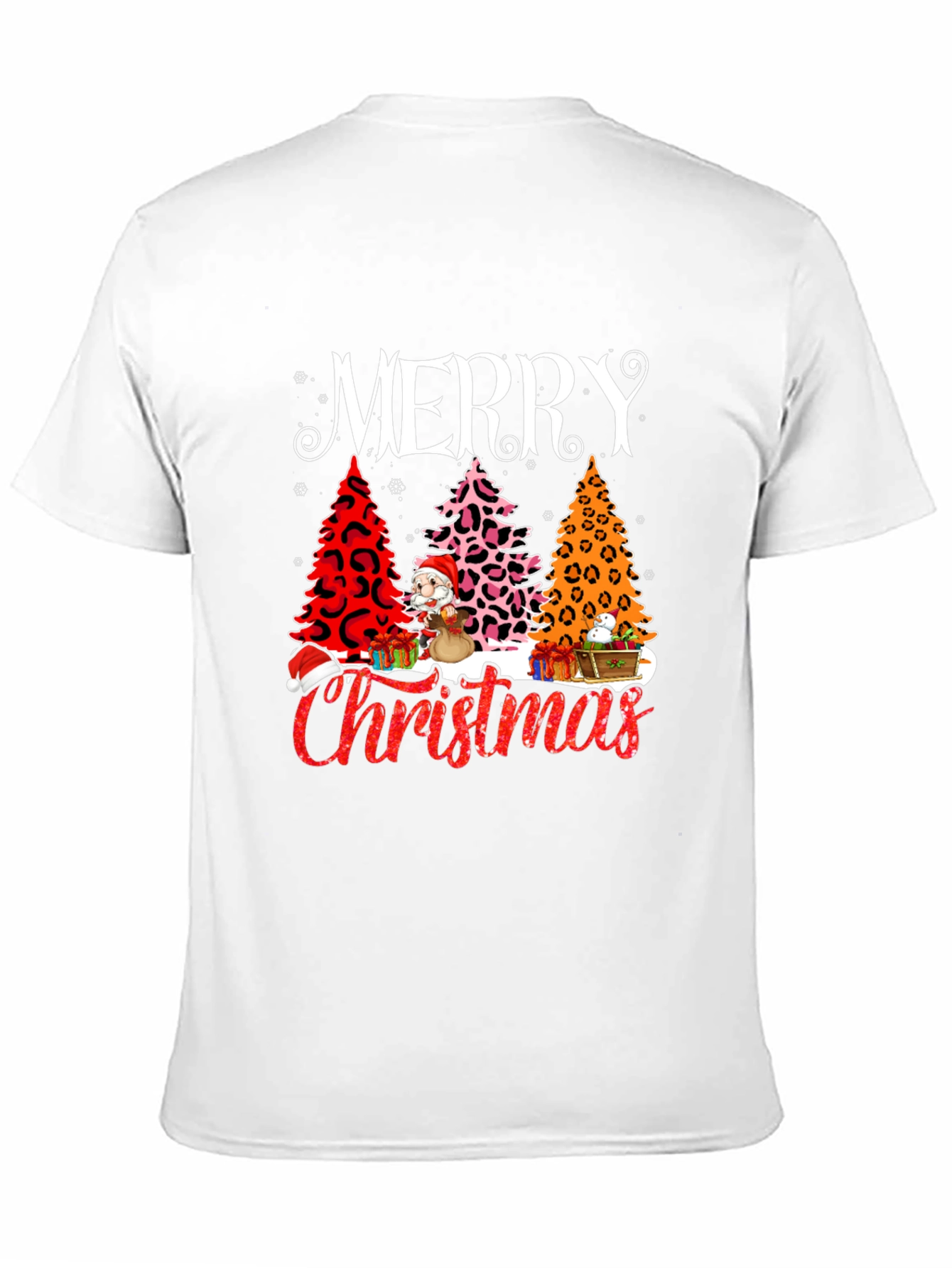 Merry Christmas T-Shirt - Holiday Leopard Print Trees