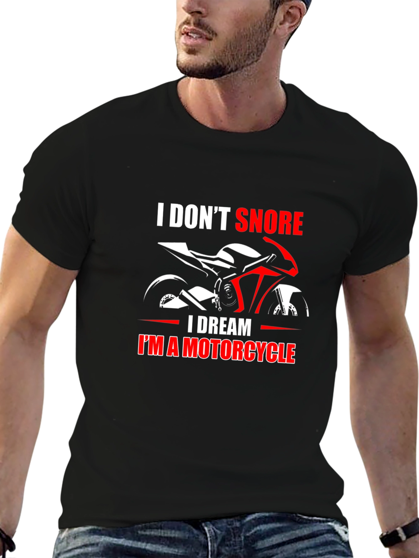 I DREAM IM A MOTORCYCLE Mens Black T-Shirt