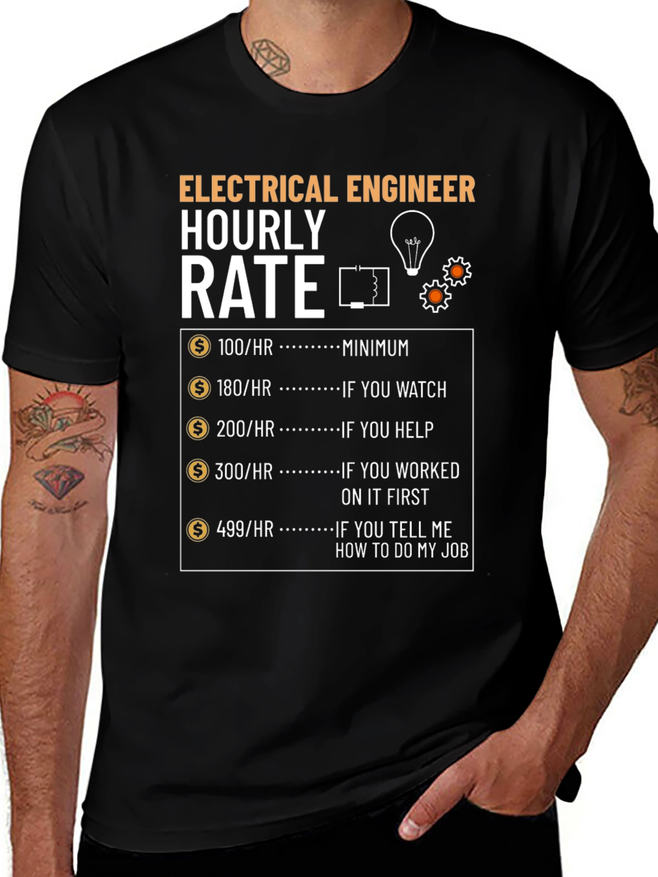 Electrical Engineer Hourly Rate Funny Graphic T-Shirt