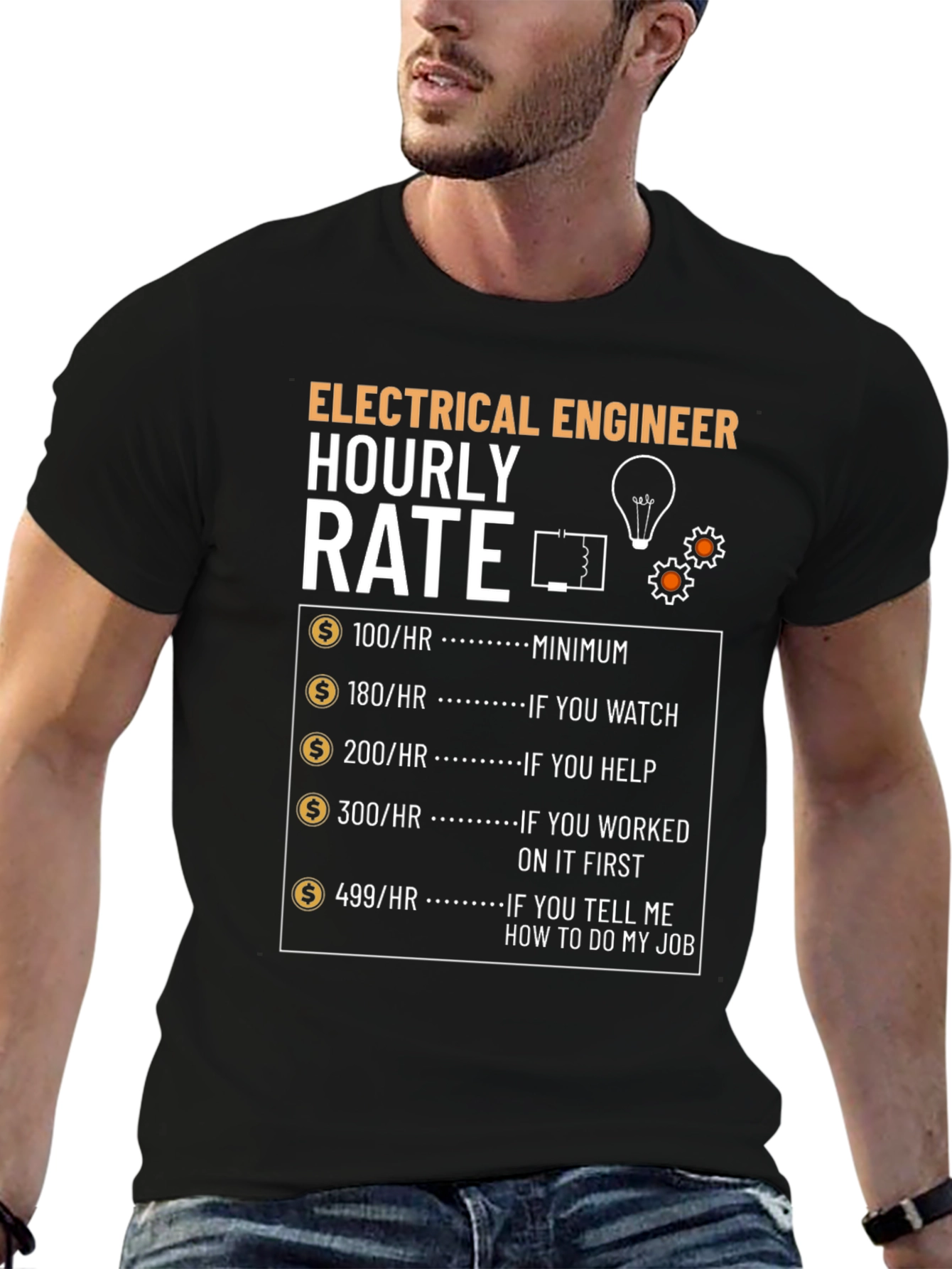 Electrical Engineer Hourly Rate Funny Graphic T-Shirt