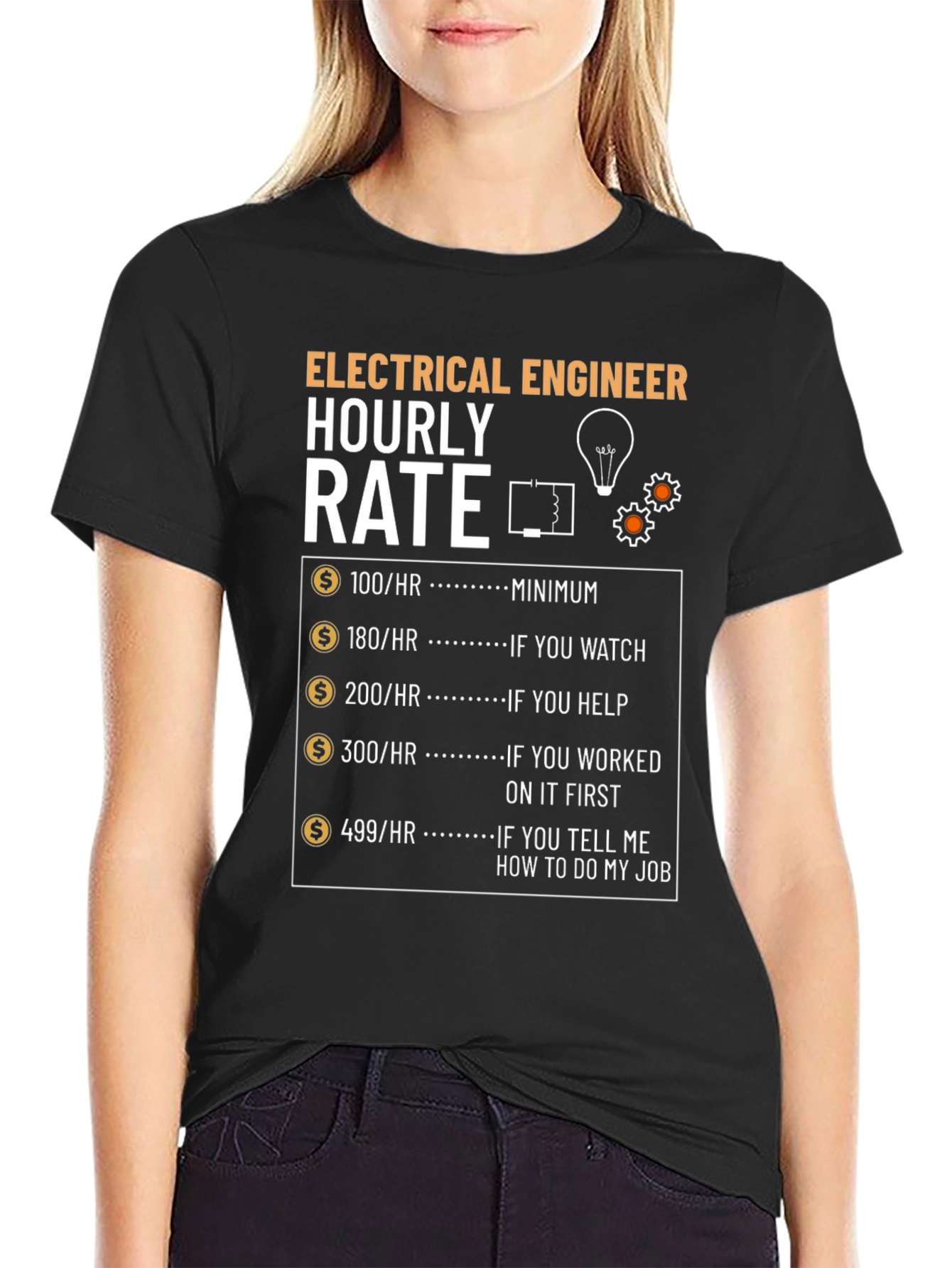 Electrical Engineer Hourly Rate Funny Graphic T-Shirt