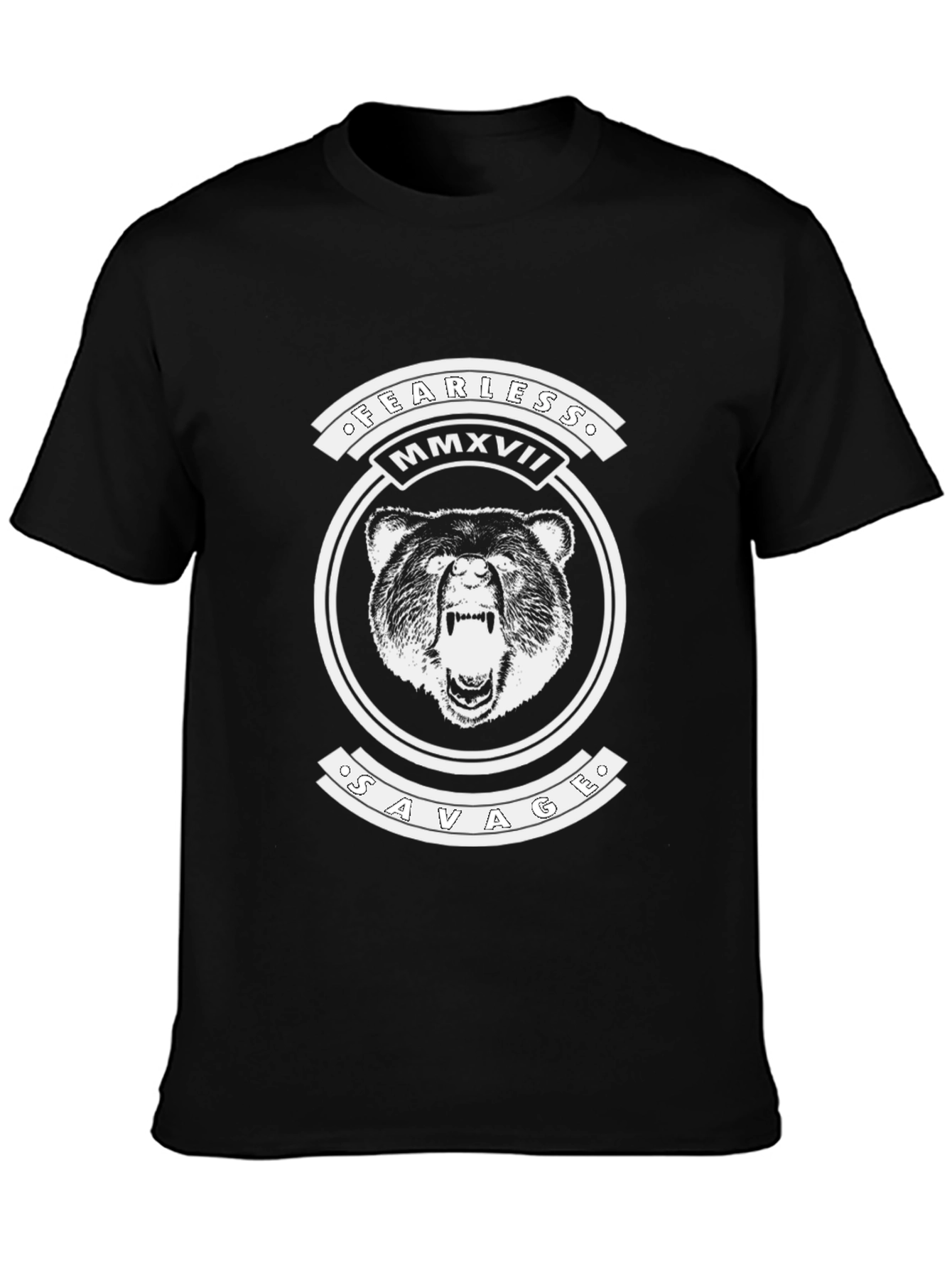 Fearless Savage Bear Graphic T-Shirt - Black