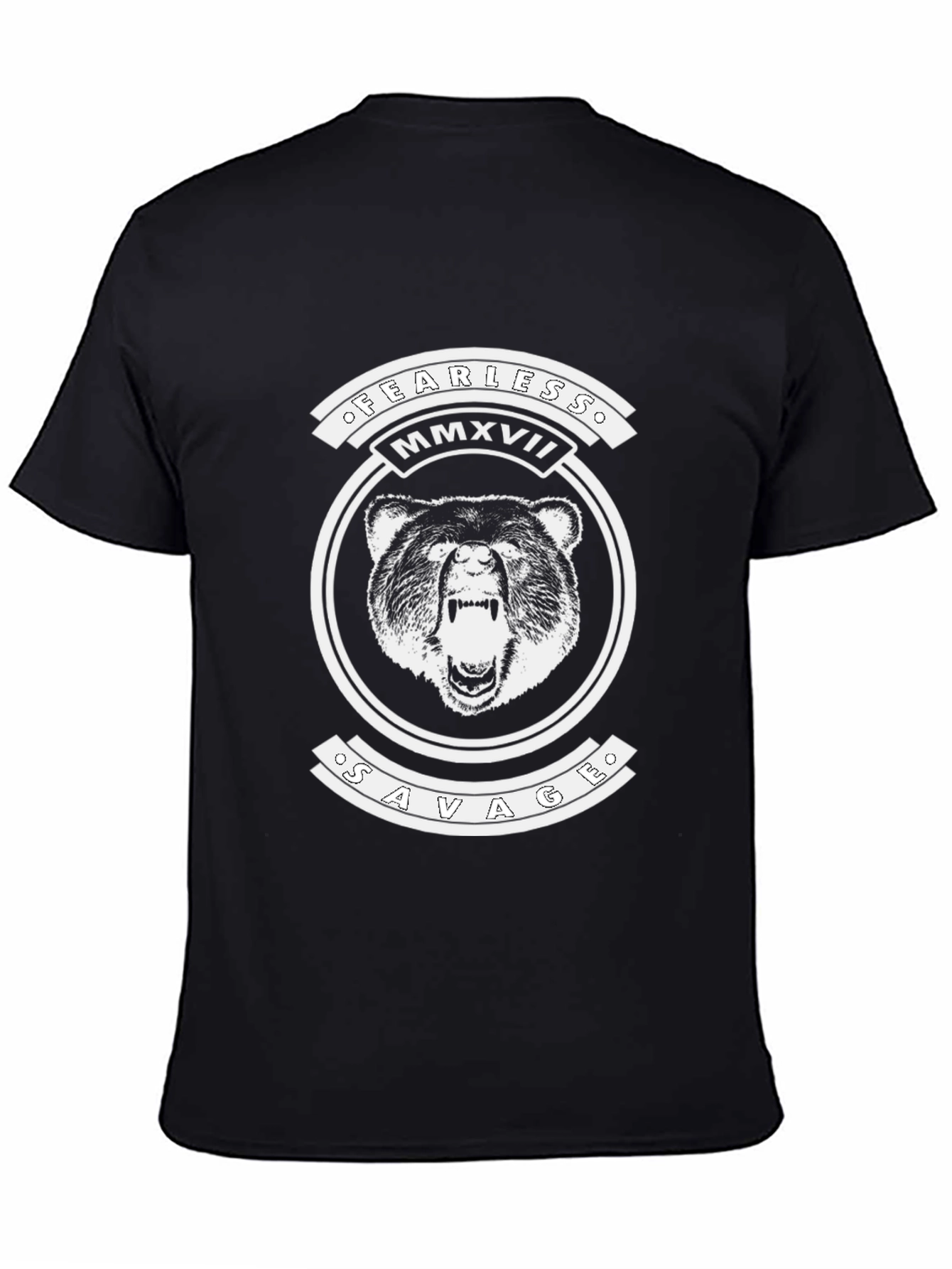 Fearless Savage Bear Graphic T-Shirt - Black