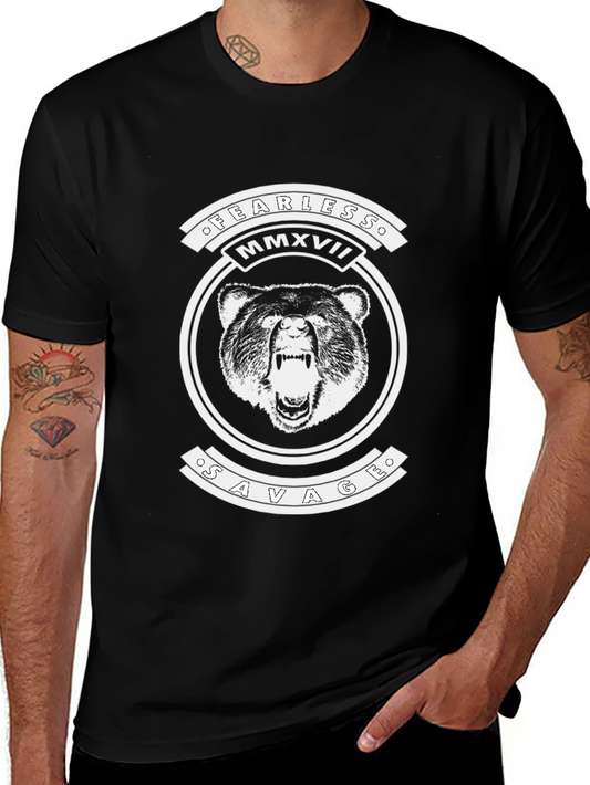 Fearless Savage Bear Graphic T-Shirt - Black