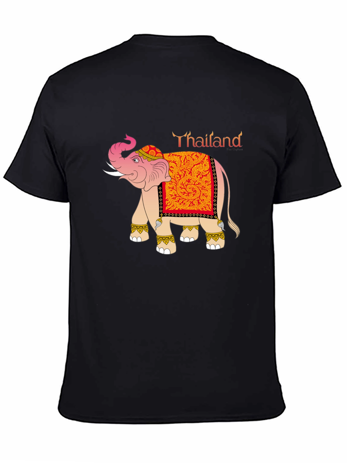 Thailand Elephant Graphic Tee - Black Cotton Blend T-Shirt