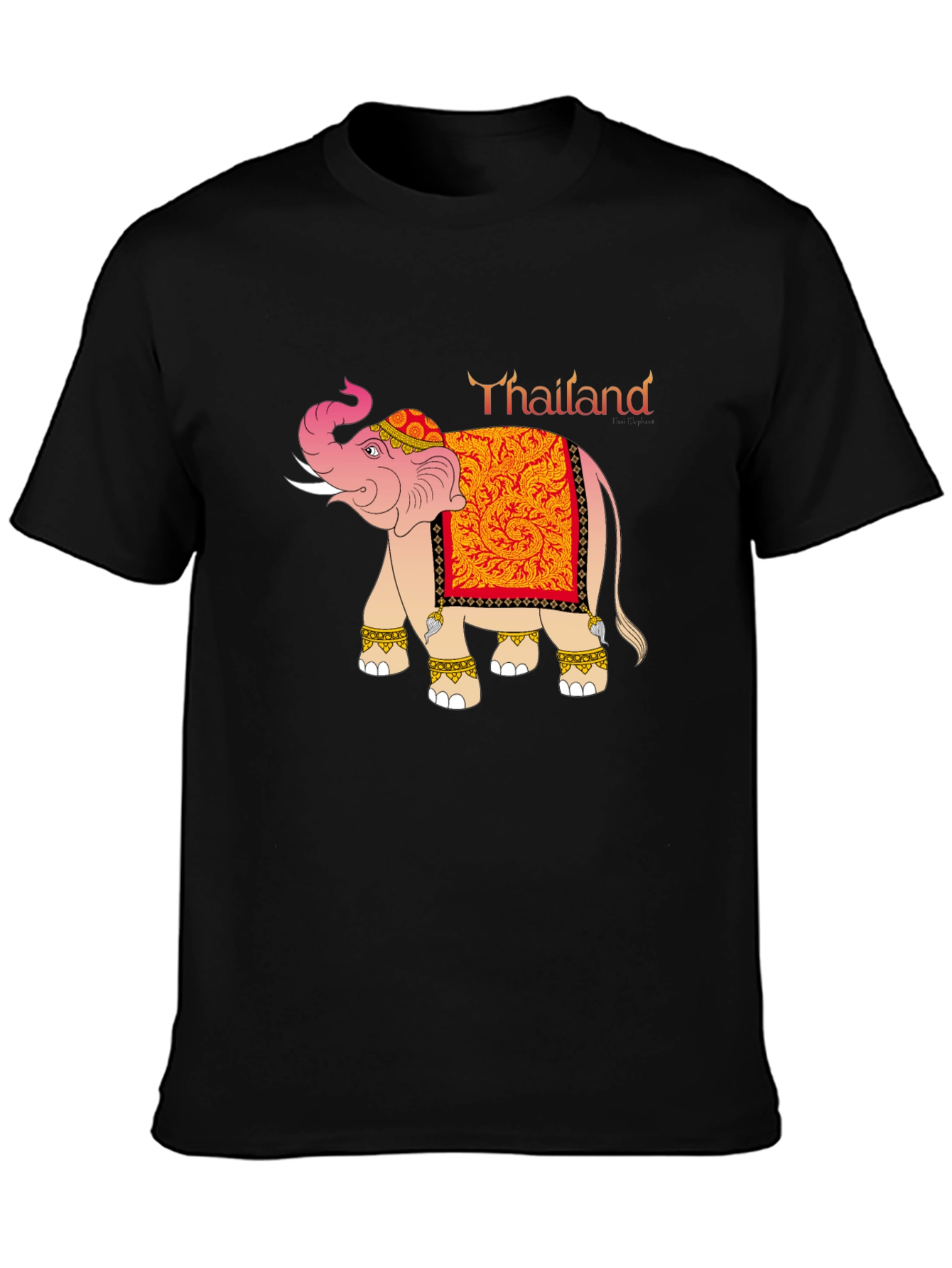 Thailand Elephant Graphic Tee - Black Cotton Blend T-Shirt