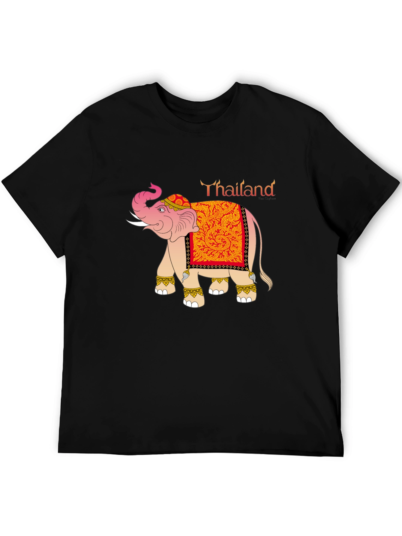 Thailand Elephant Graphic Tee - Black Cotton Blend T-Shirt