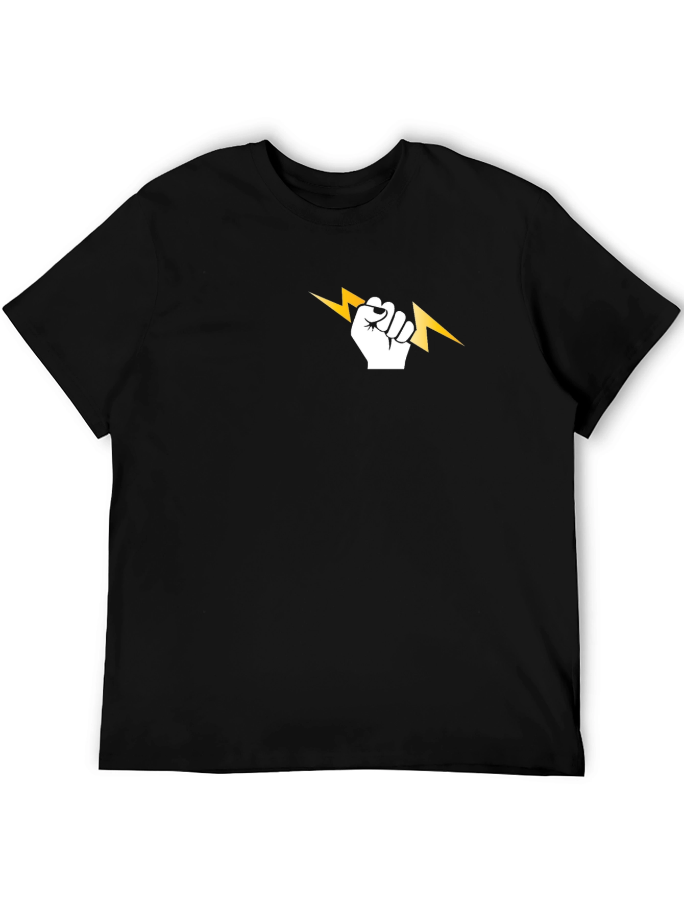 Black T-Shirt with Lightning Bolt Fist Graphic