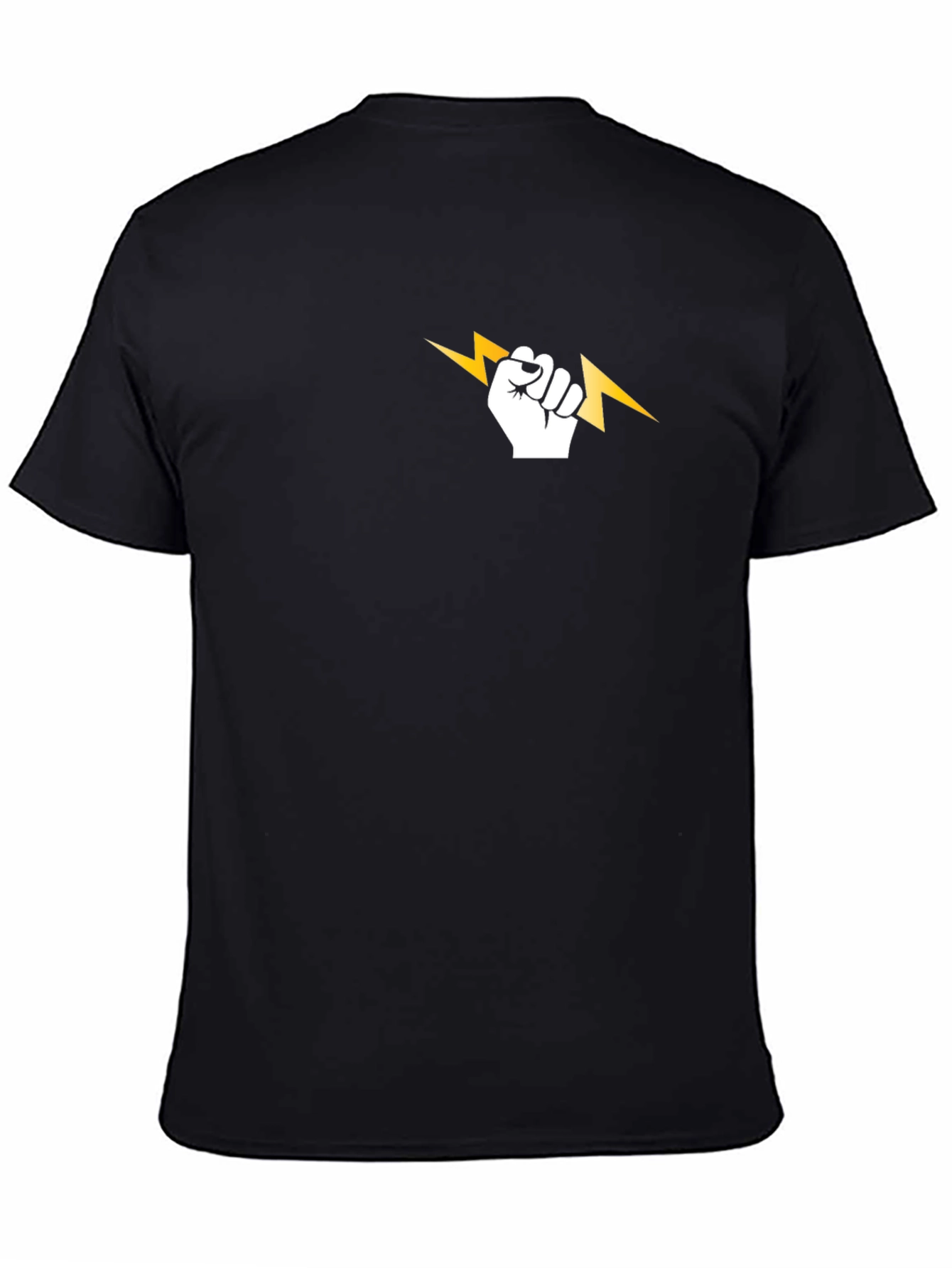 Black T-Shirt with Lightning Bolt Fist Graphic
