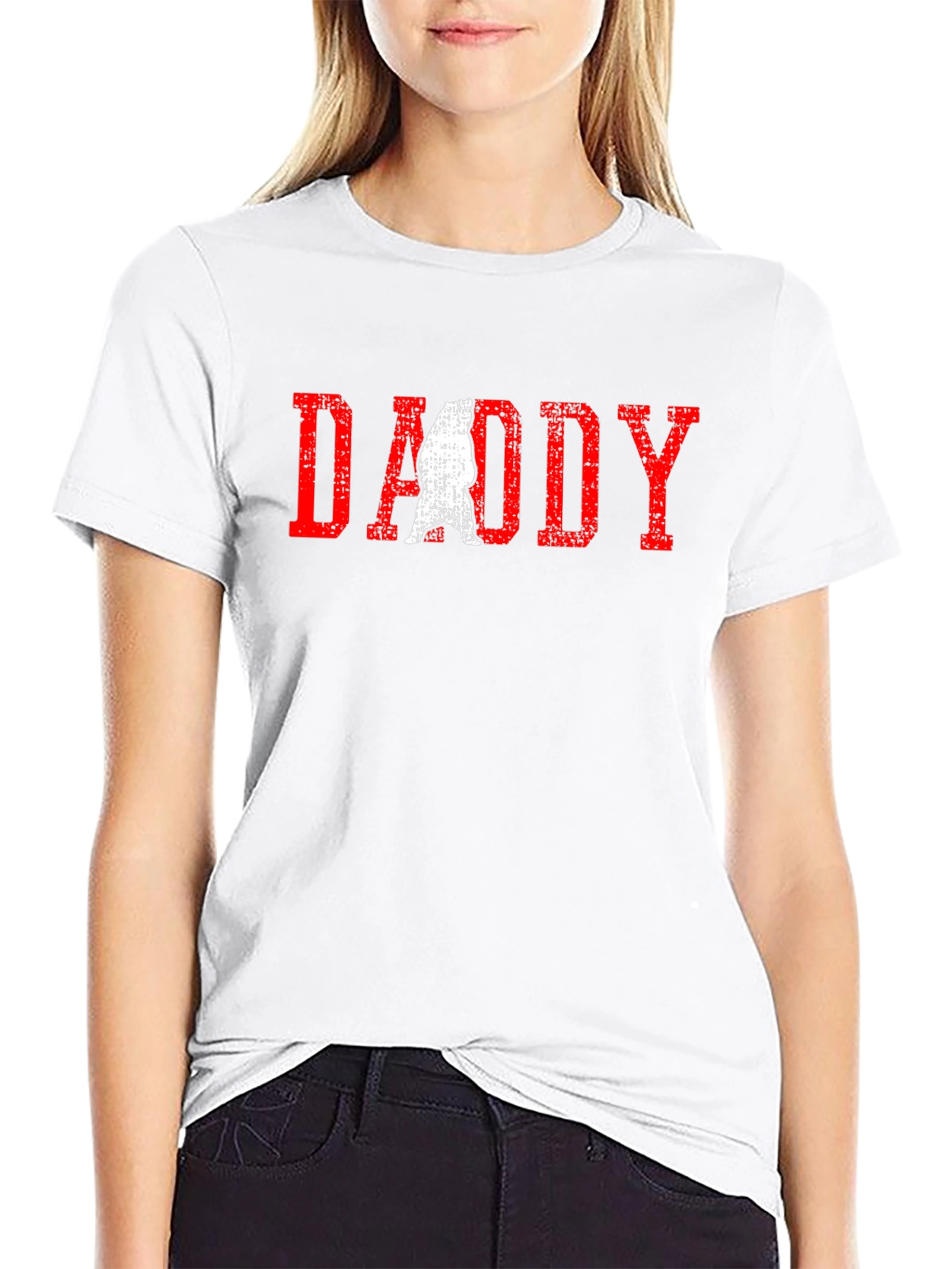 Daddy Bear Graphic T-Shirt - Distressed Red Print