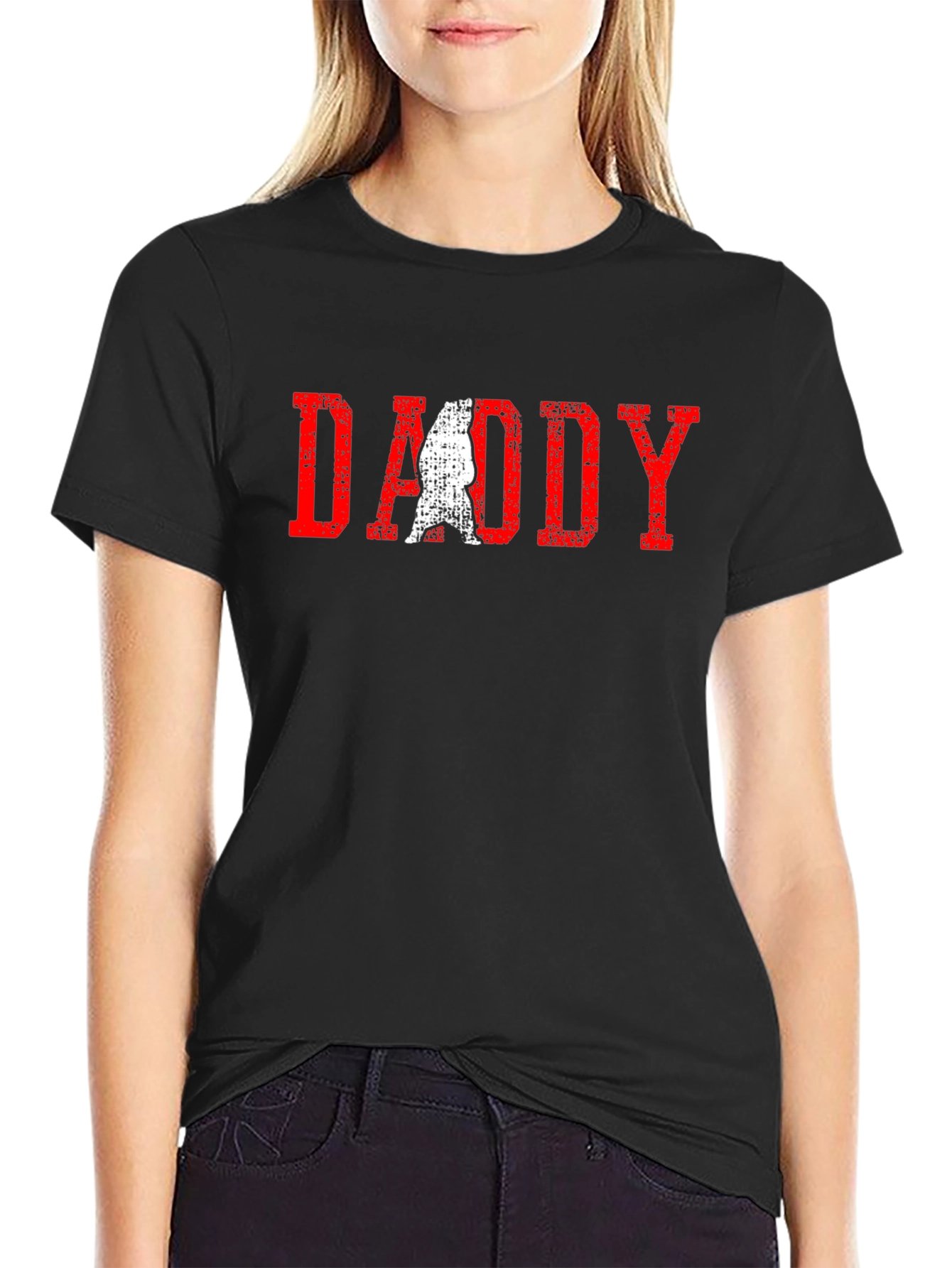 Daddy Bear Graphic T-Shirt - Distressed Red Print