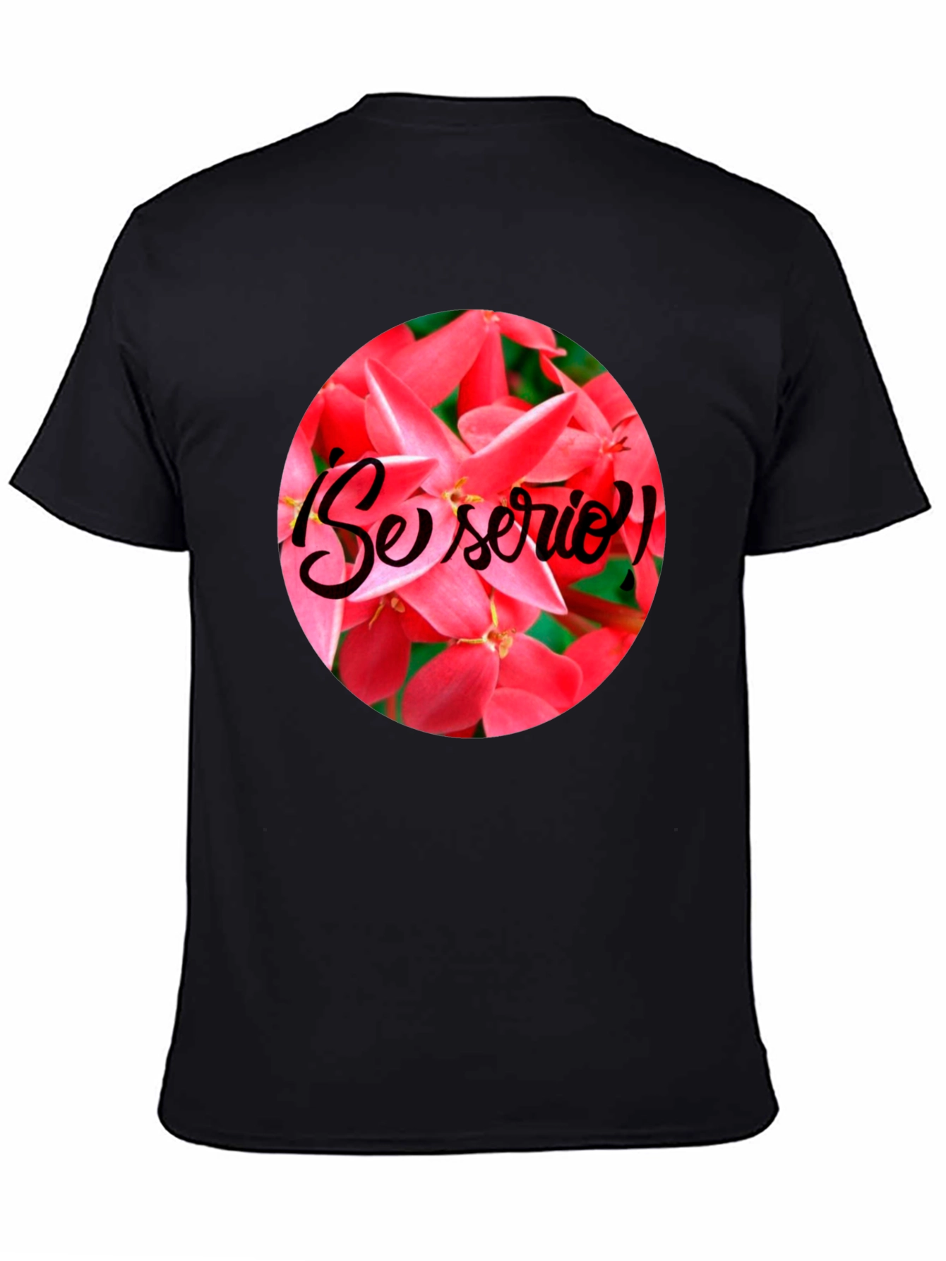 Floral Se Serio! Black T-Shirt