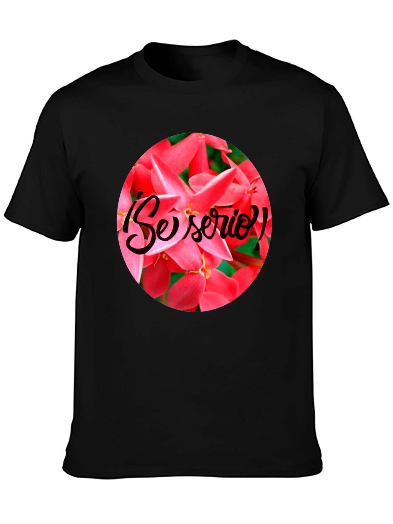 Floral Se Serio! Black T-Shirt