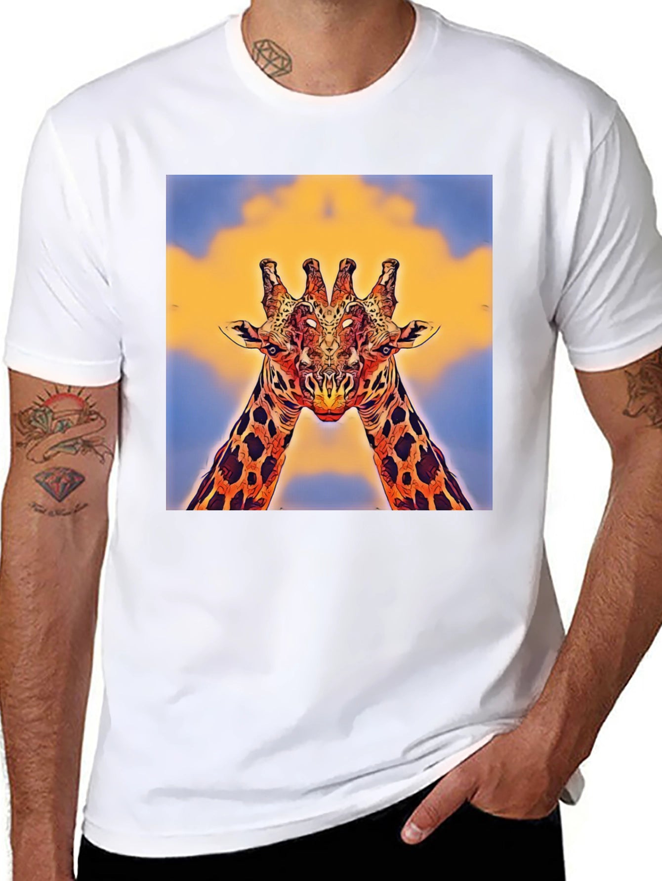 Giraffe Art T-Shirt - Unique Animal Design