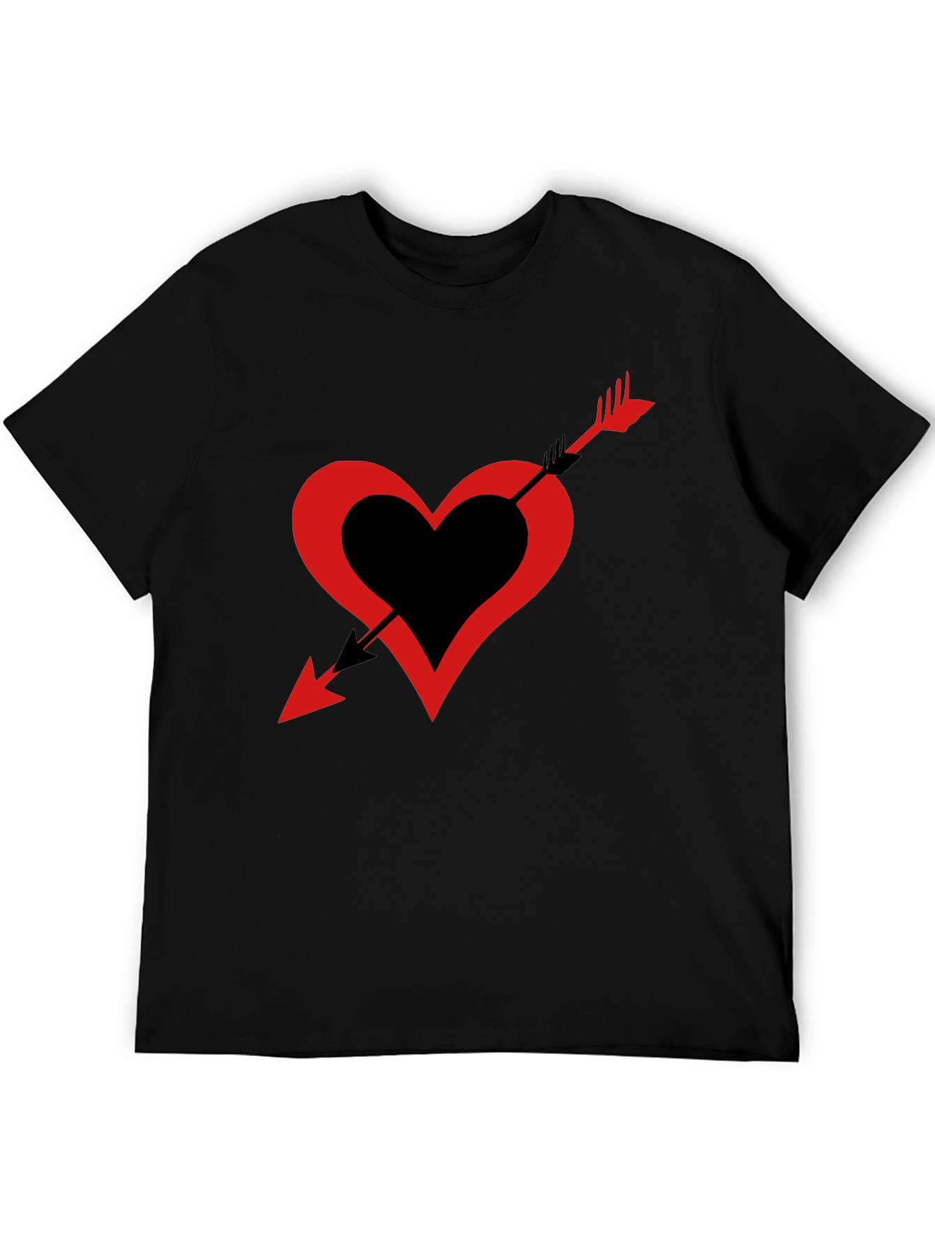Heart Arrow Graphic Tee - Black Casual Shirt