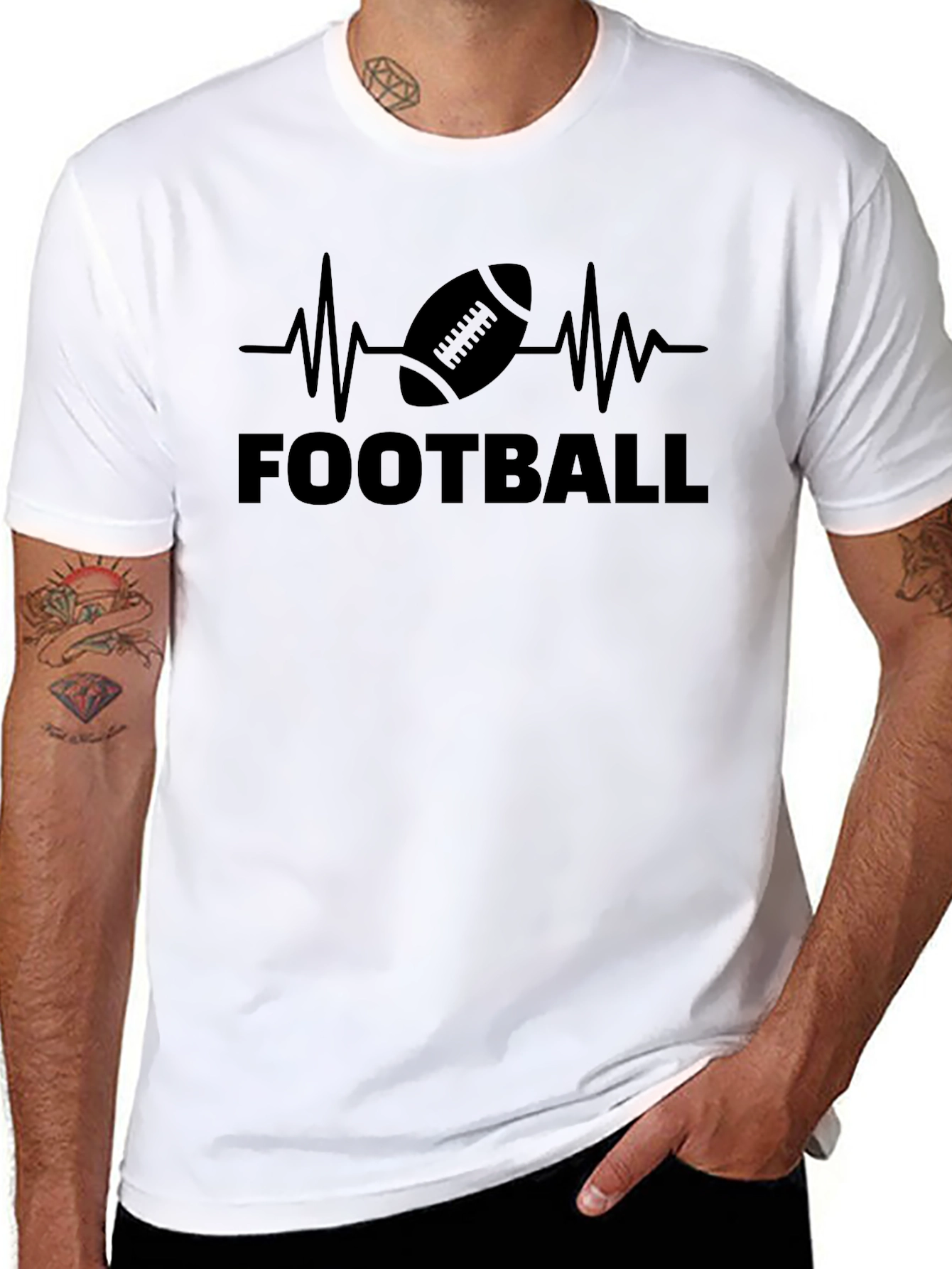 Football Heartbeat Graphic Tee - Black