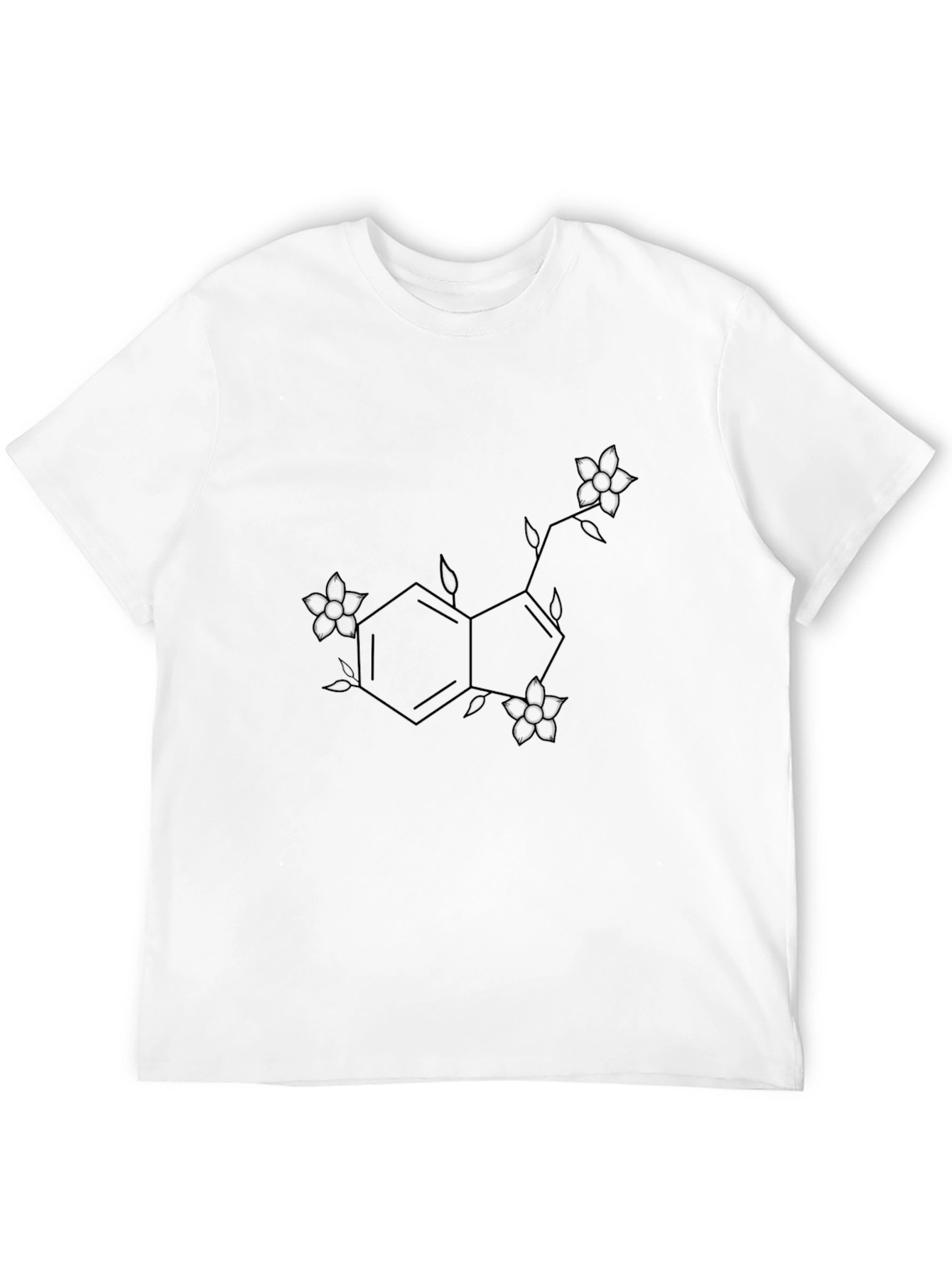 Floral Serotonin Molecule Black T-Shirt