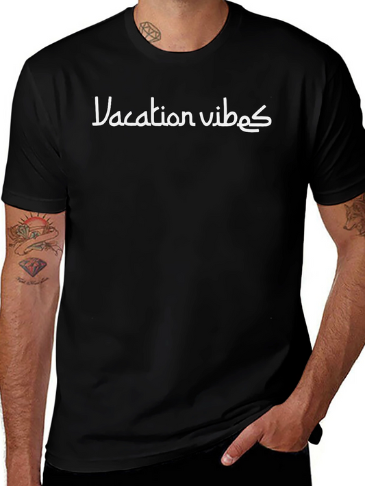 Vacation Vibes T-Shirt - Black Stylish Casual