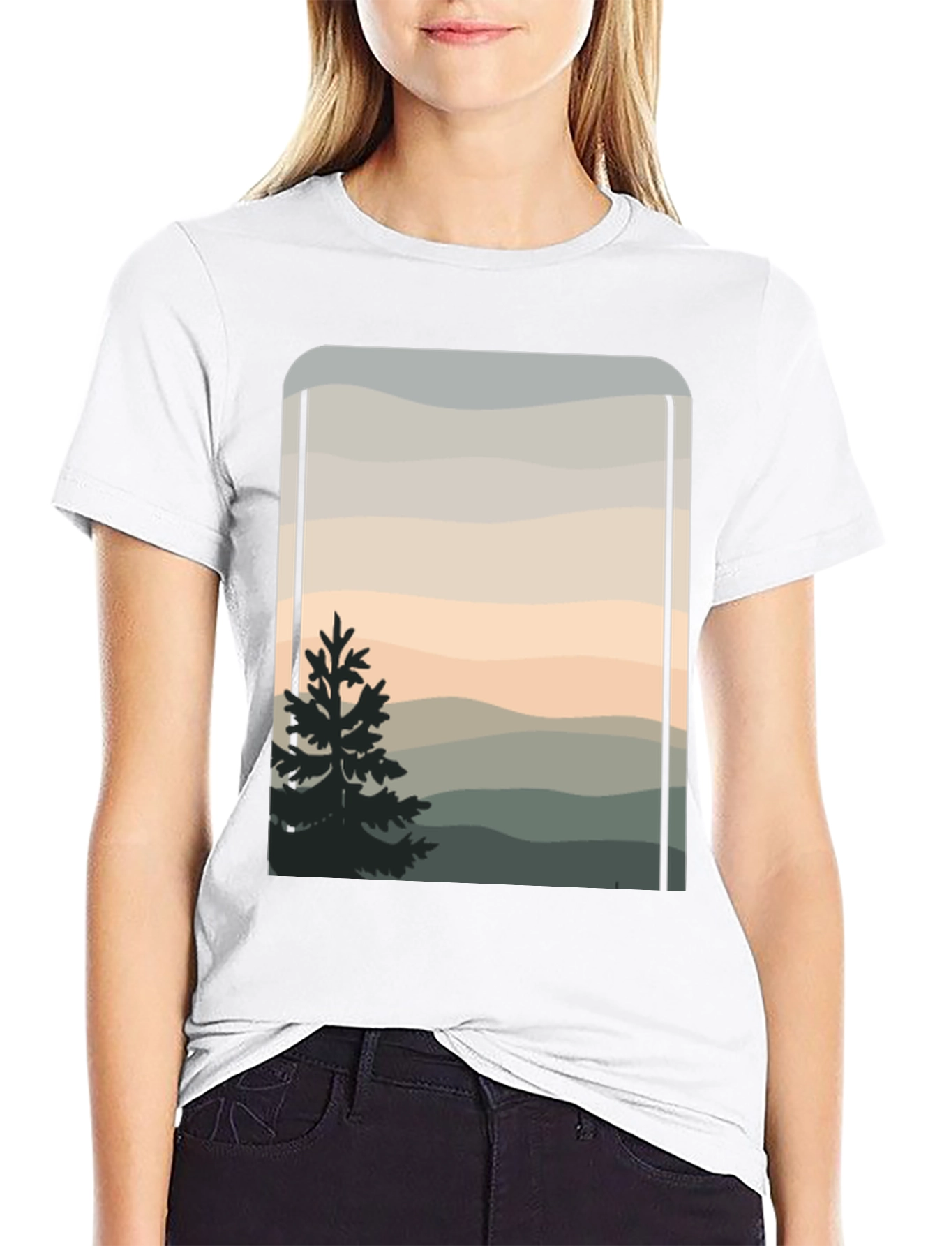 Nature Scene Graphic Tee - Black Cotton Blend