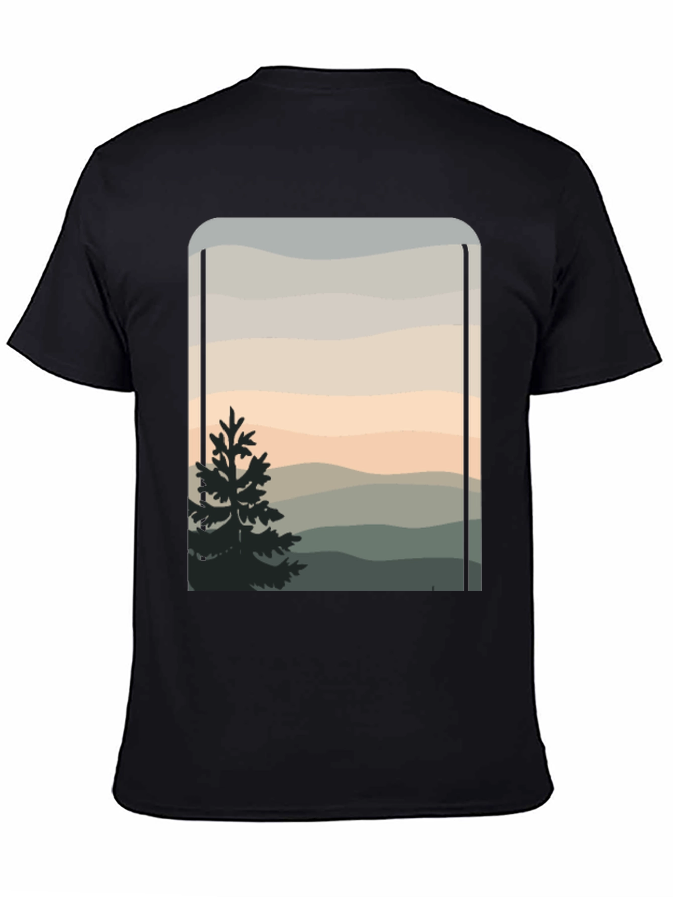 Nature Scene Graphic Tee - Black Cotton Blend