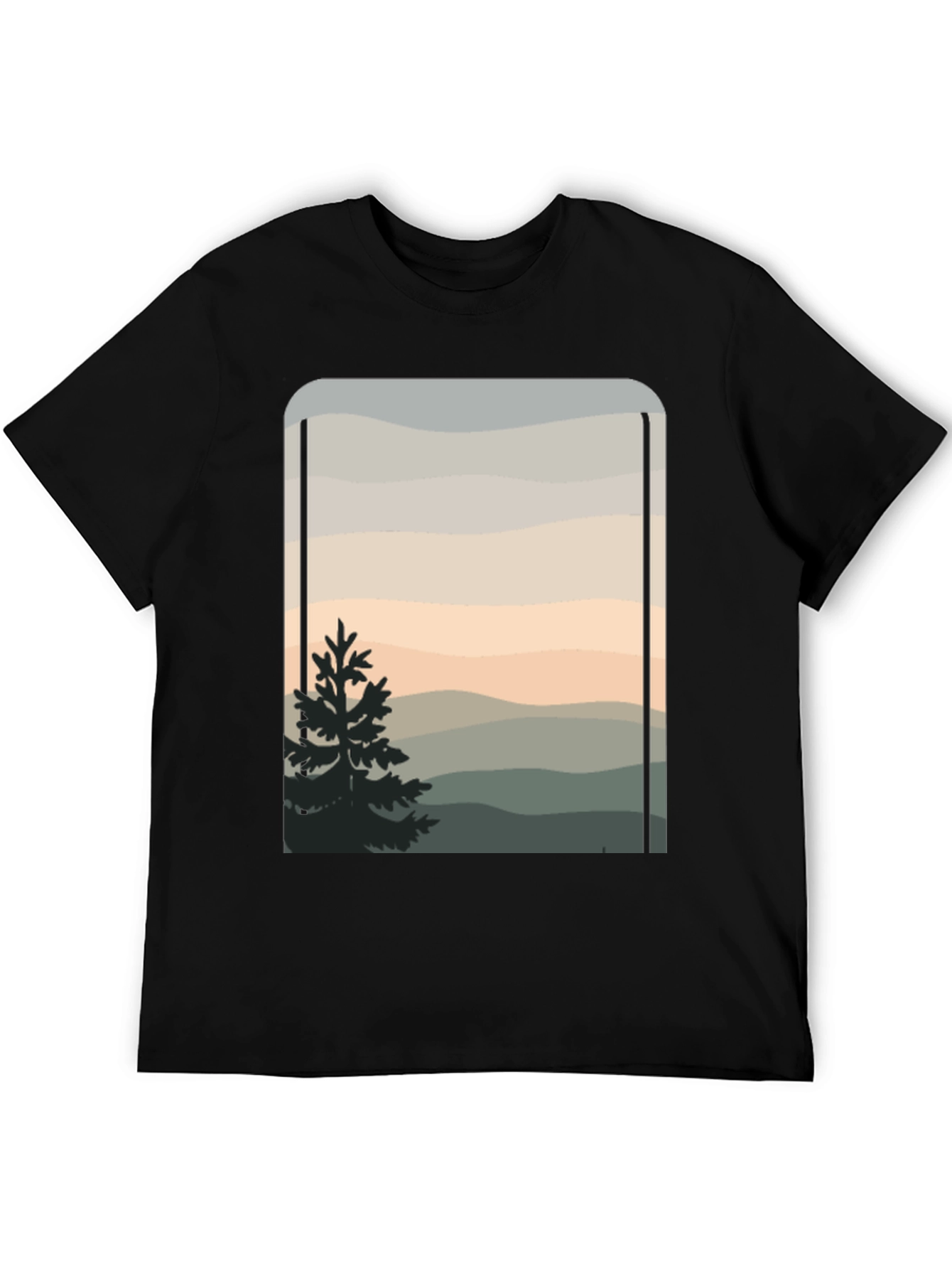 Nature Scene Graphic Tee - Black Cotton Blend