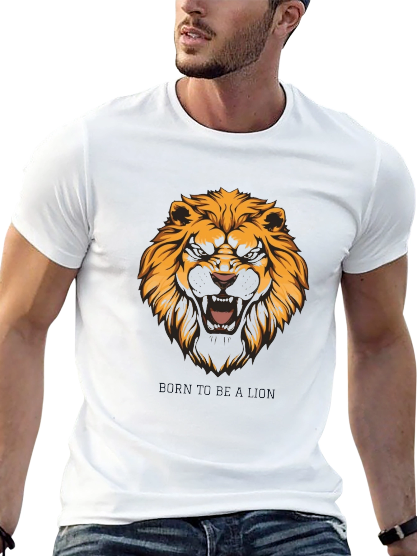Born to Be Lion Black Graphic Tee
