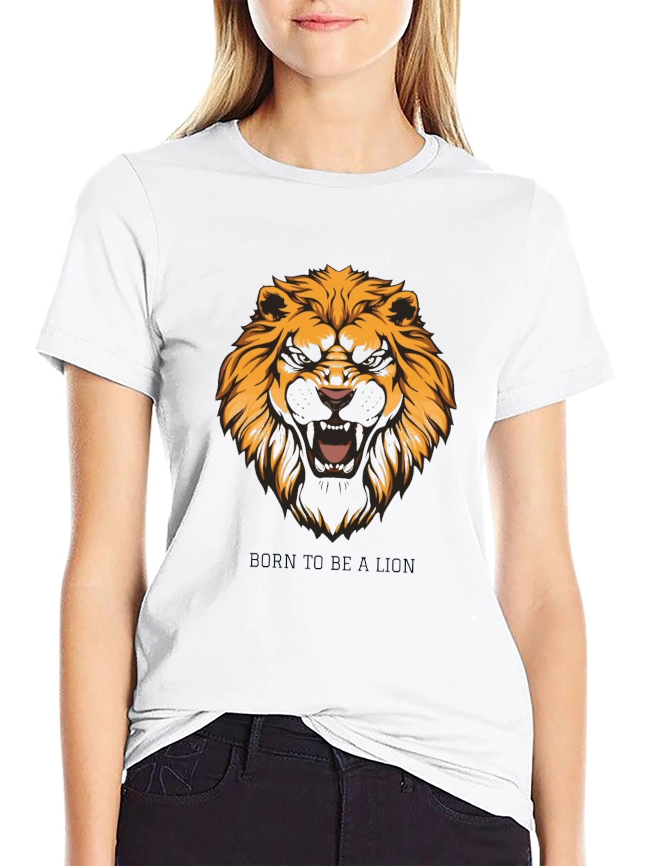 Born to Be Lion Black Graphic Tee