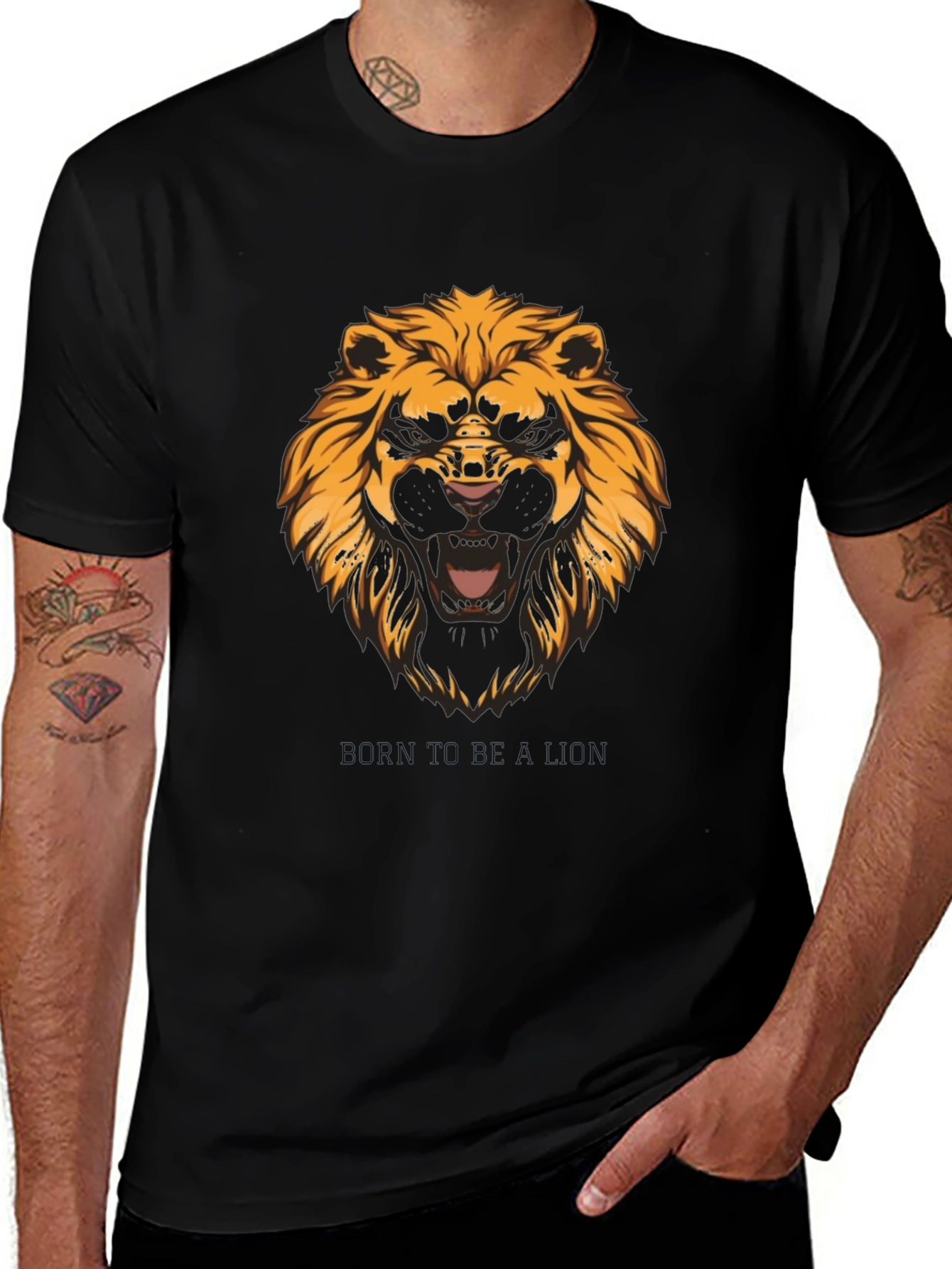 Born to Be Lion Black Graphic Tee