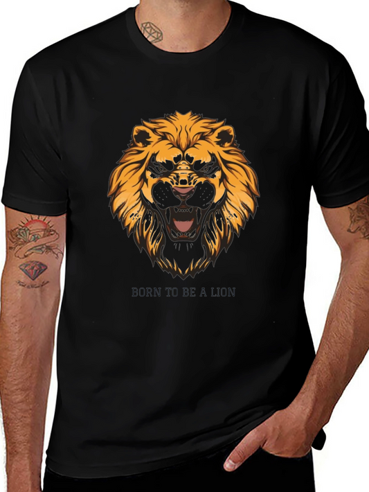 Born to Be Lion Black Graphic Tee