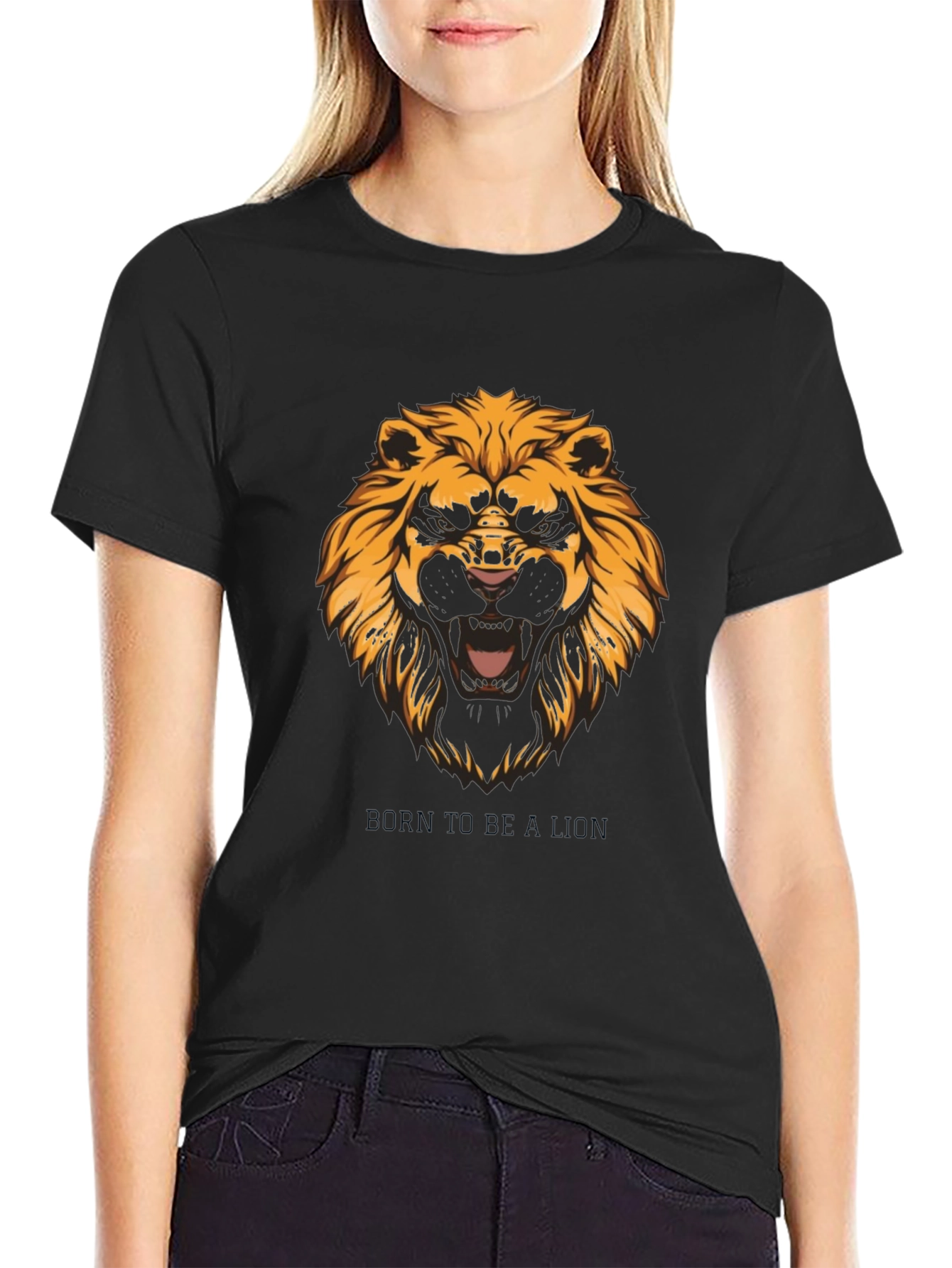 Born to Be Lion Black Graphic Tee