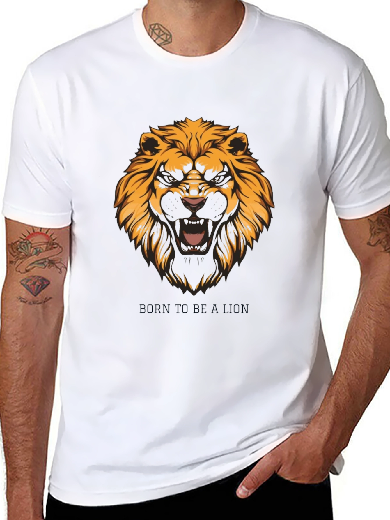Born to Be Lion Black Graphic Tee