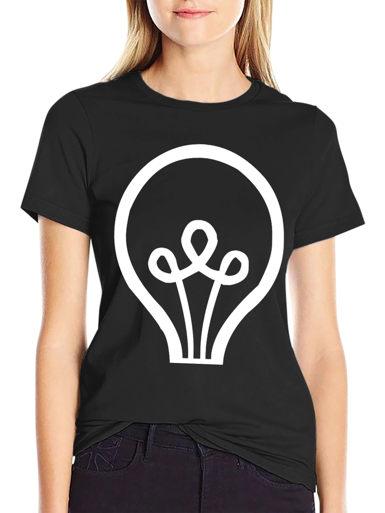 Idea Bulb Graphic Tee - Black Cotton Shirt