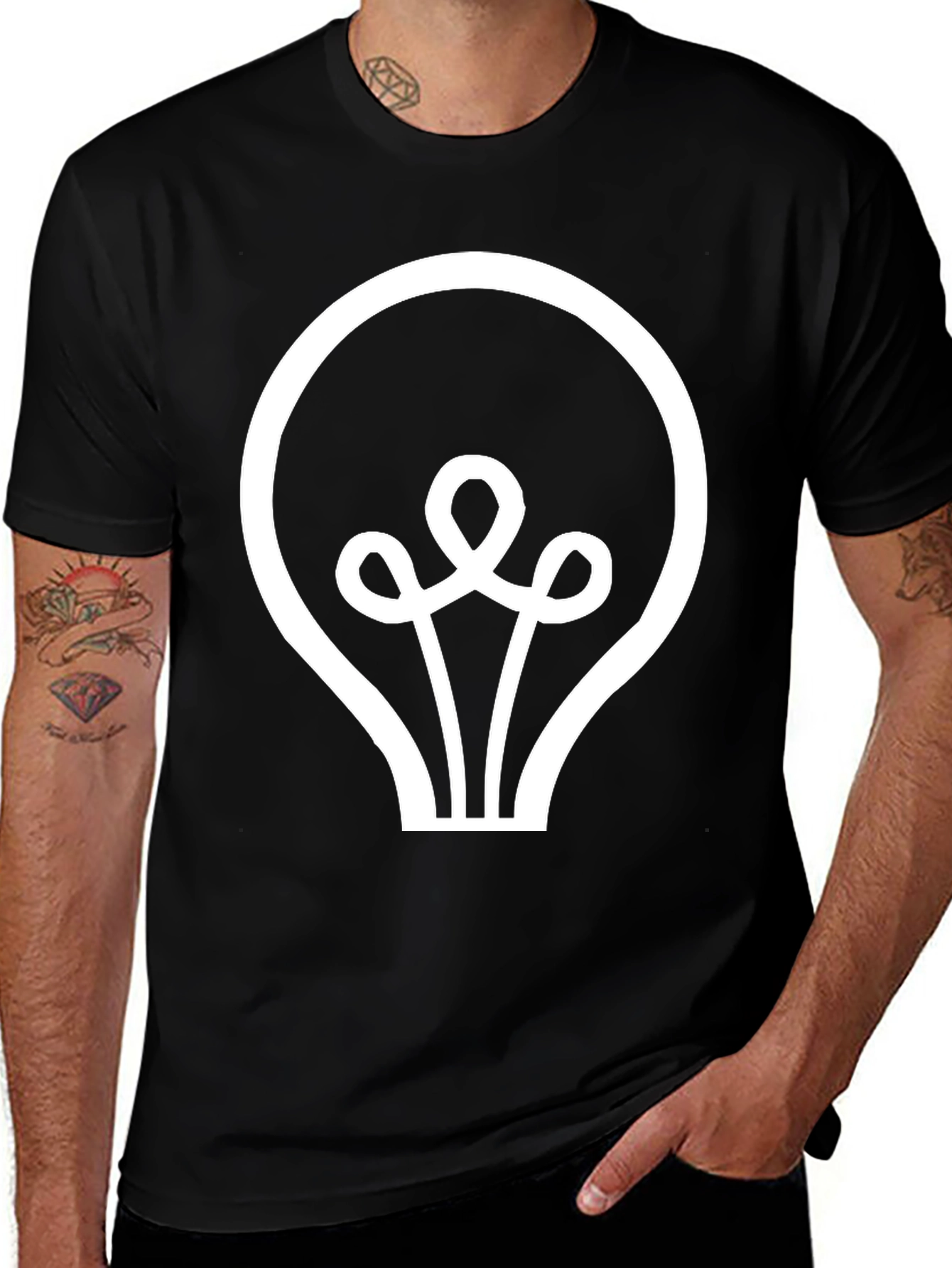 Idea Bulb Graphic Tee - Black Cotton Shirt