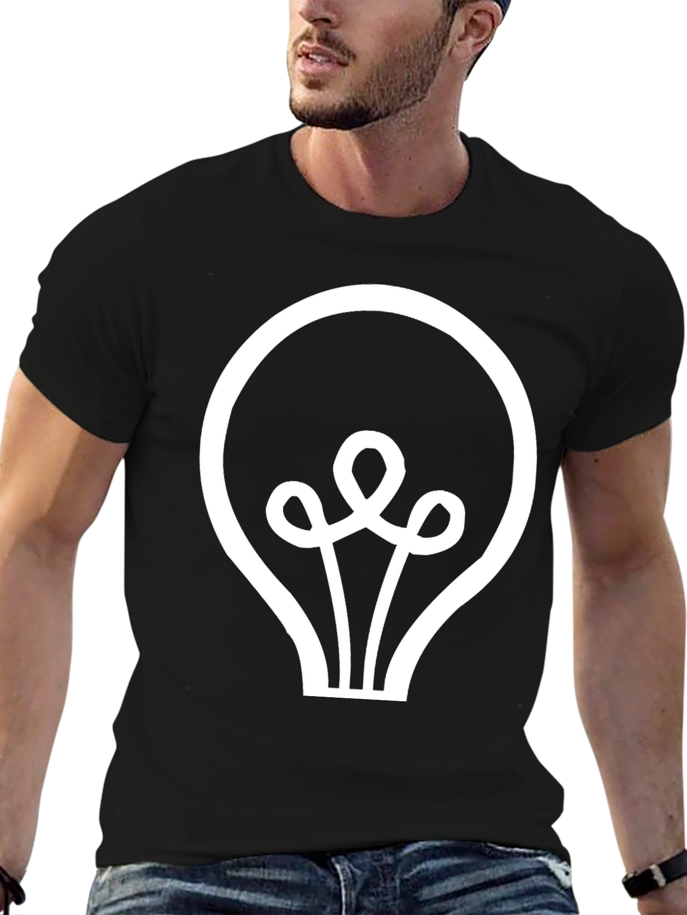 Idea Bulb Graphic Tee - Black Cotton Shirt