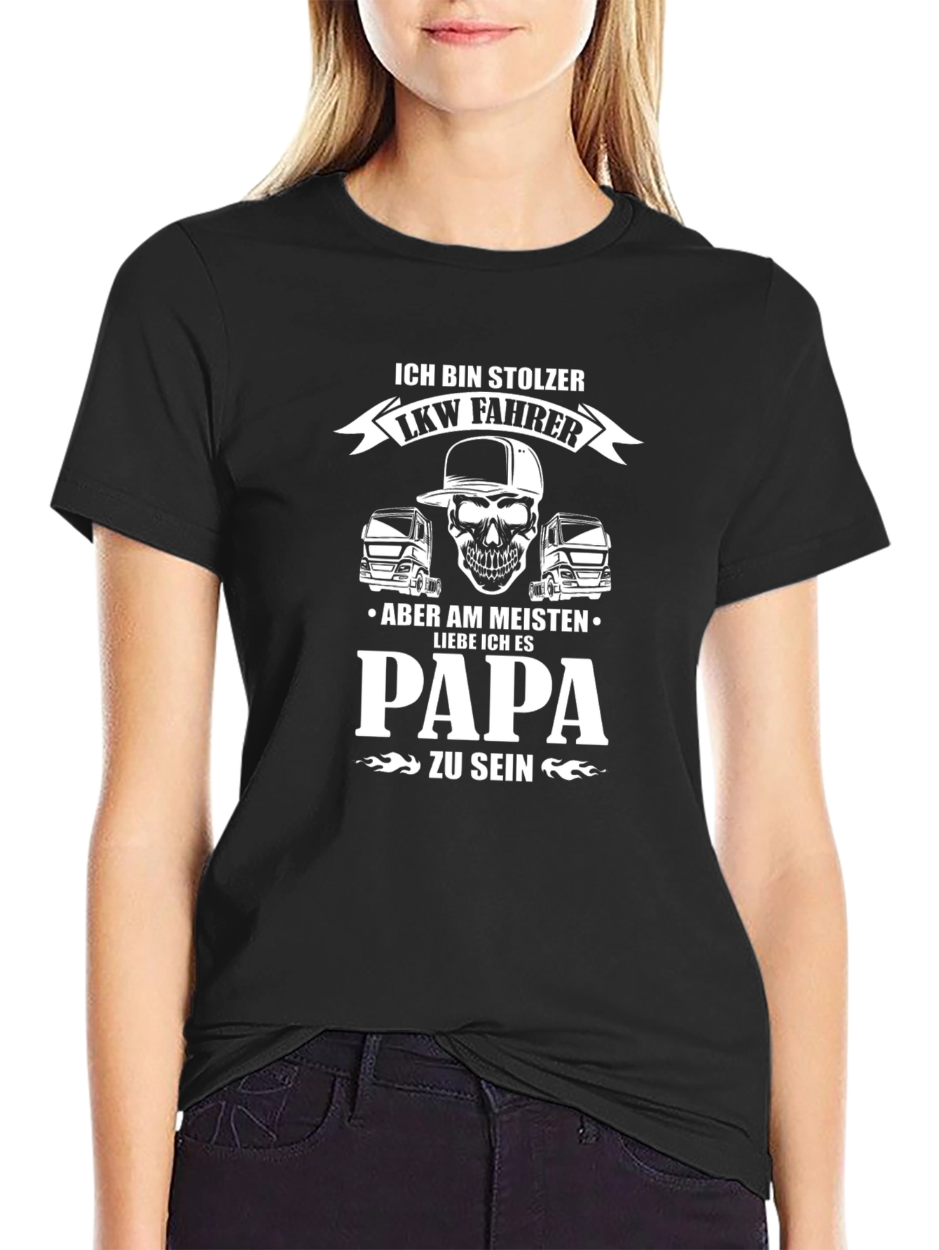Proud Trucker Dad Black T-Shirt