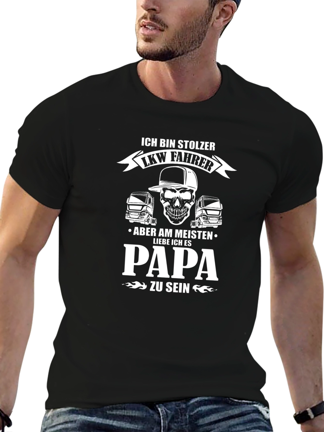 Proud Trucker Dad Black T-Shirt