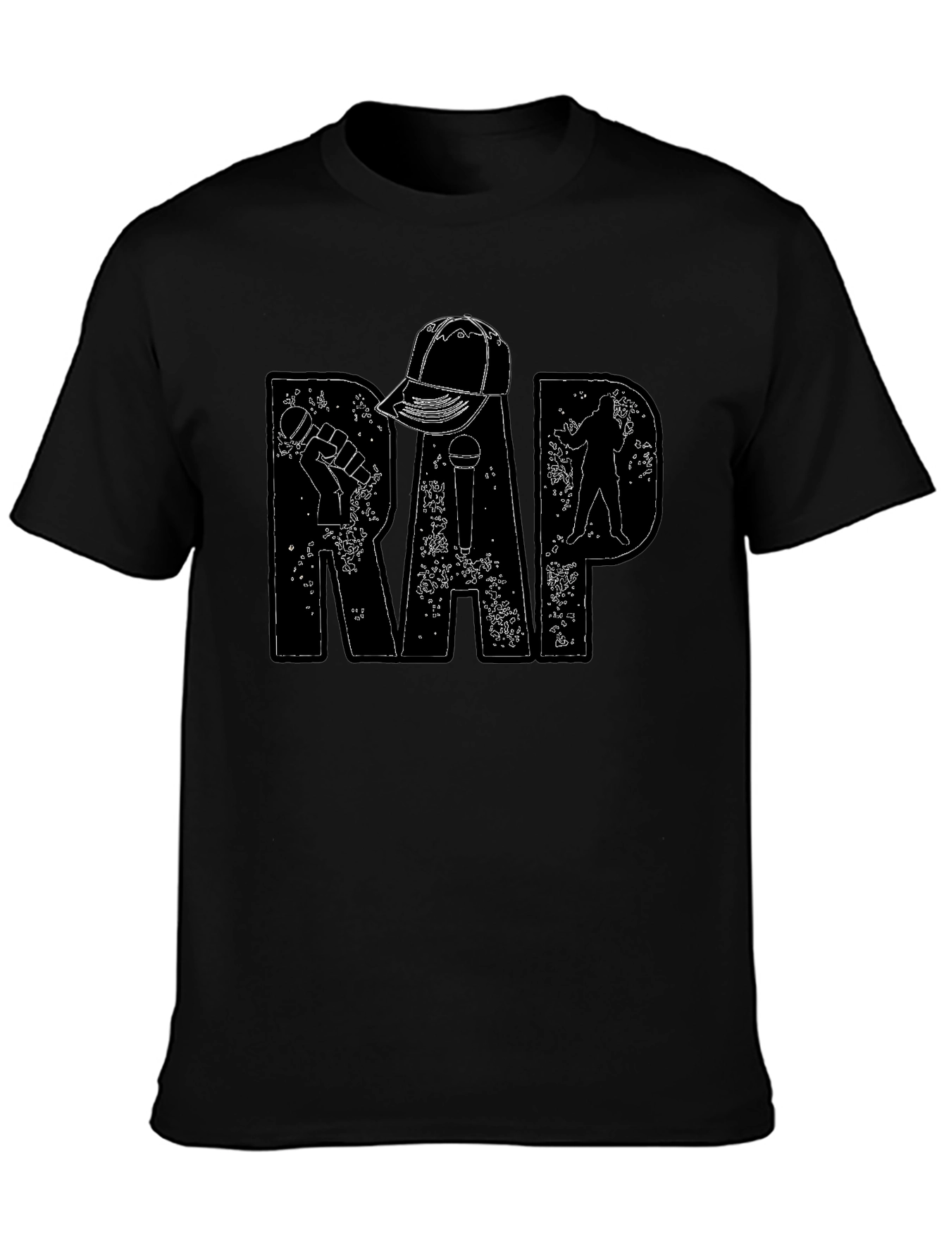 Mens Black RAP Graphic Tee