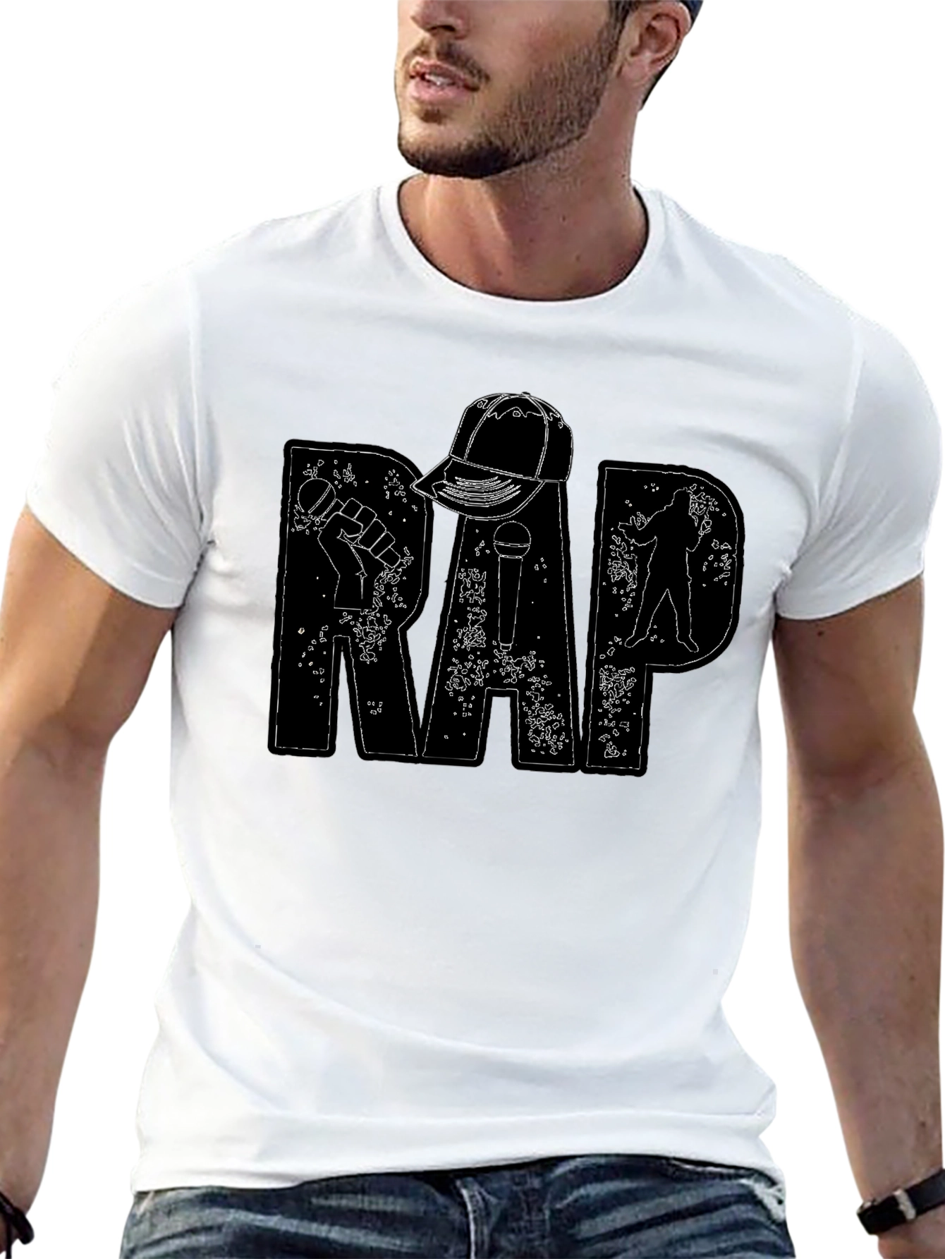 Mens Black RAP Graphic Tee